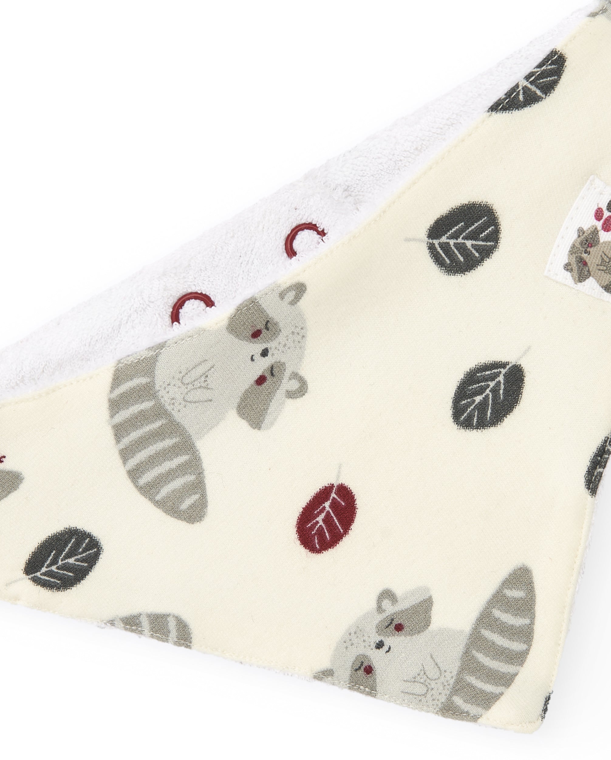 Babero bandana para niña en color crema con estampado de