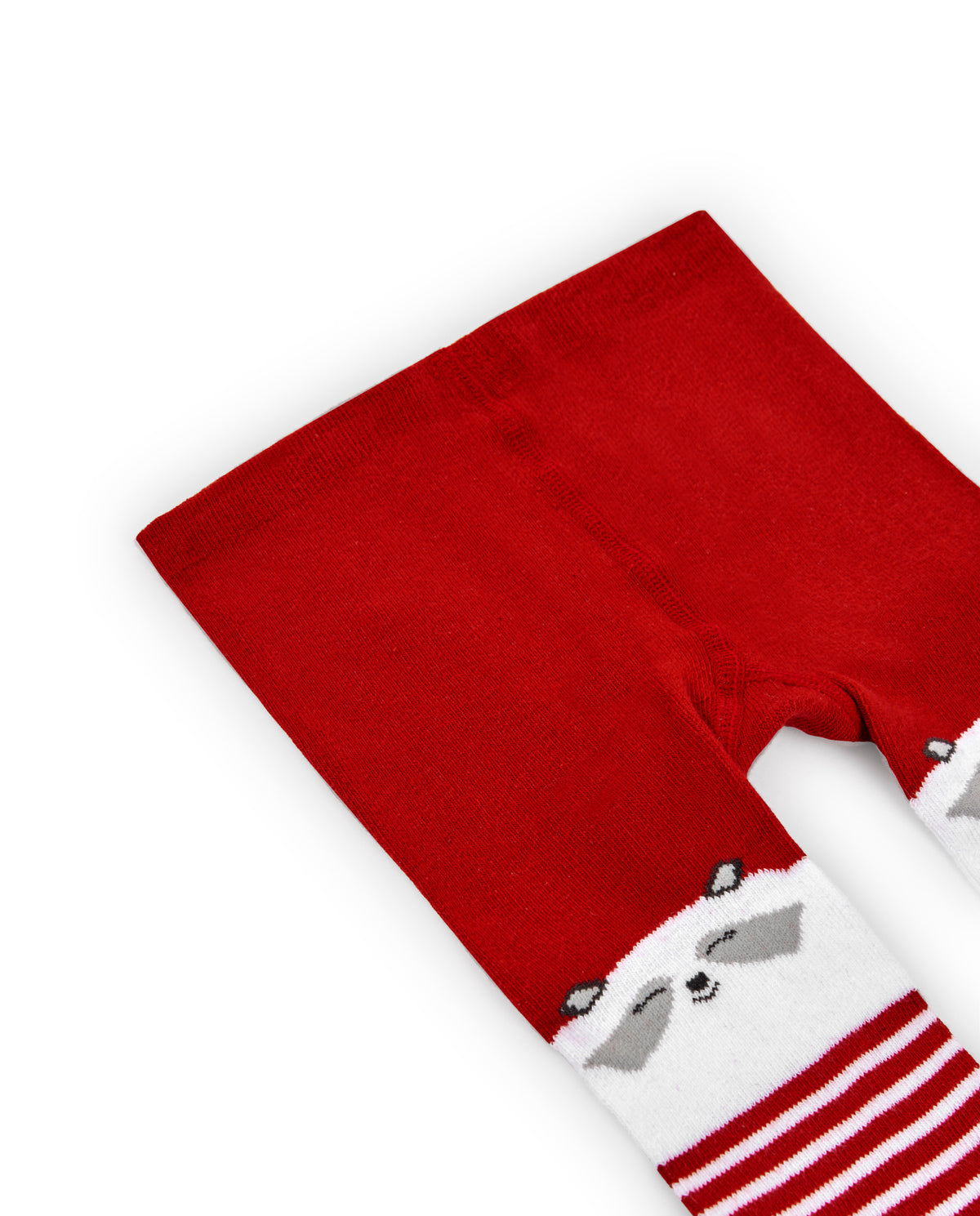 Leotardos para niña en rojo con rayas y detalles de mapache