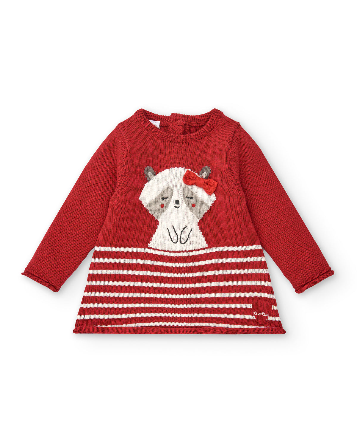 Vestido para niña en rojo con aplique de mapache colección