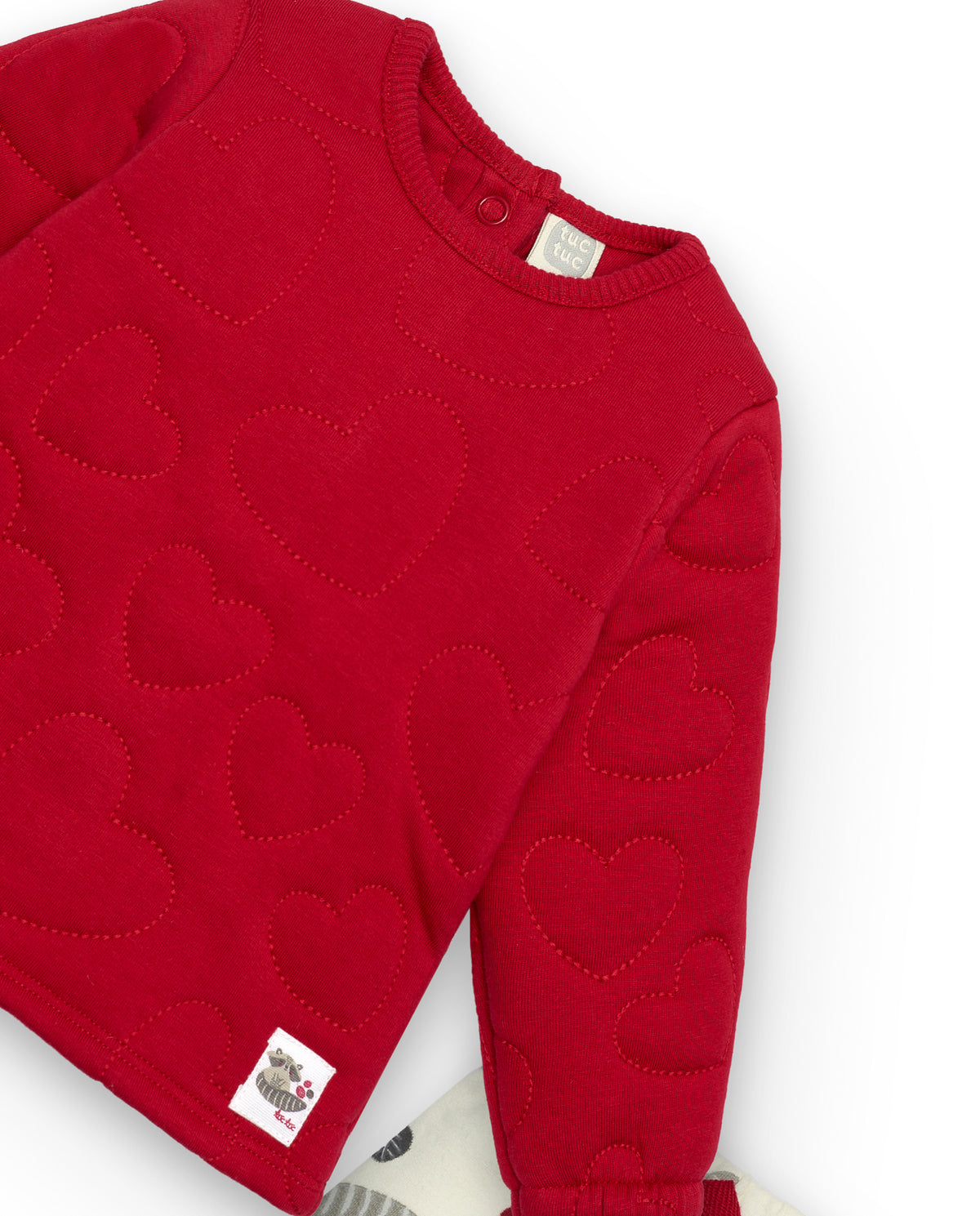 Conjunto para niña en rojo con estampado de mapaches colección