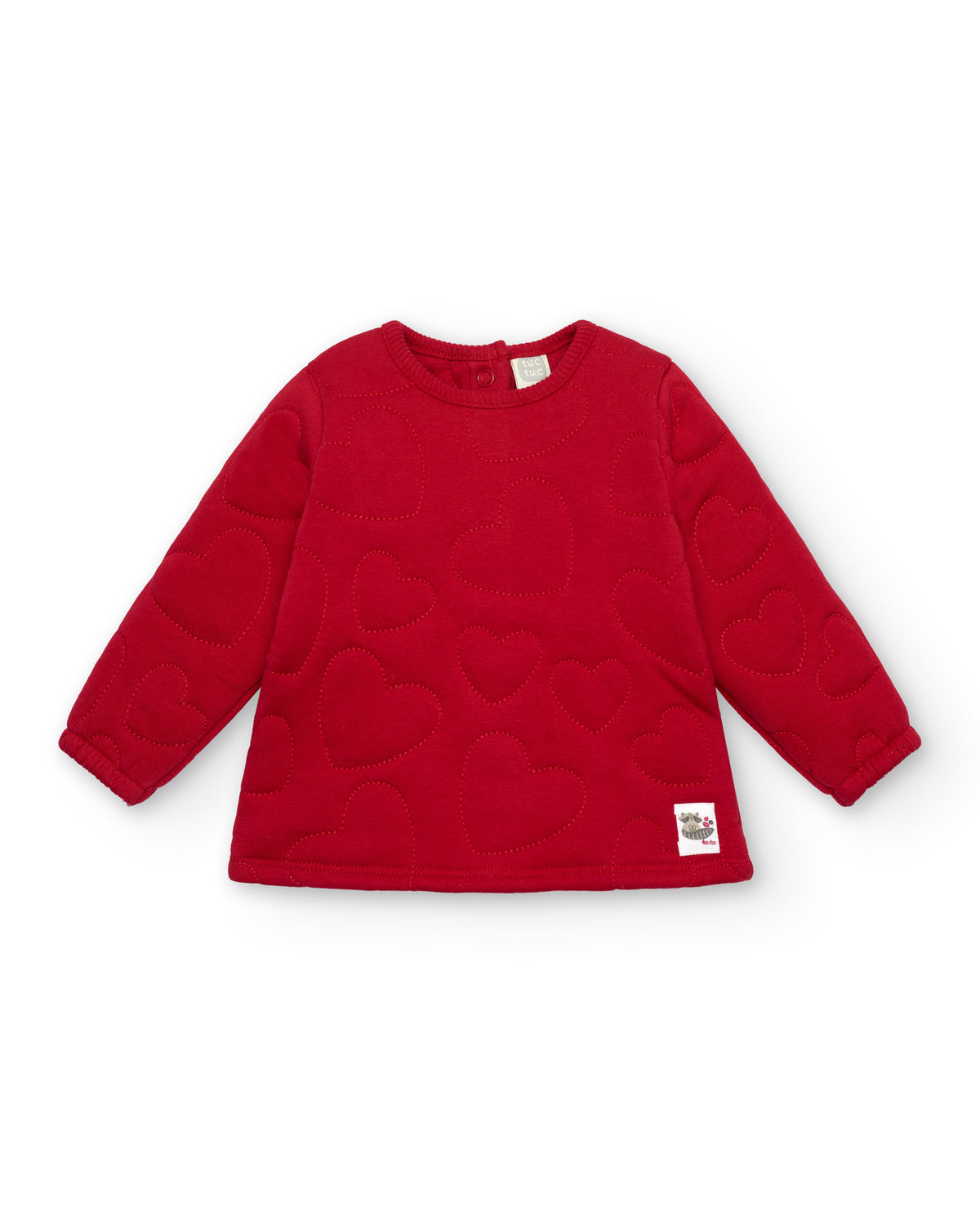 Conjunto para niña en rojo con estampado de mapaches colección