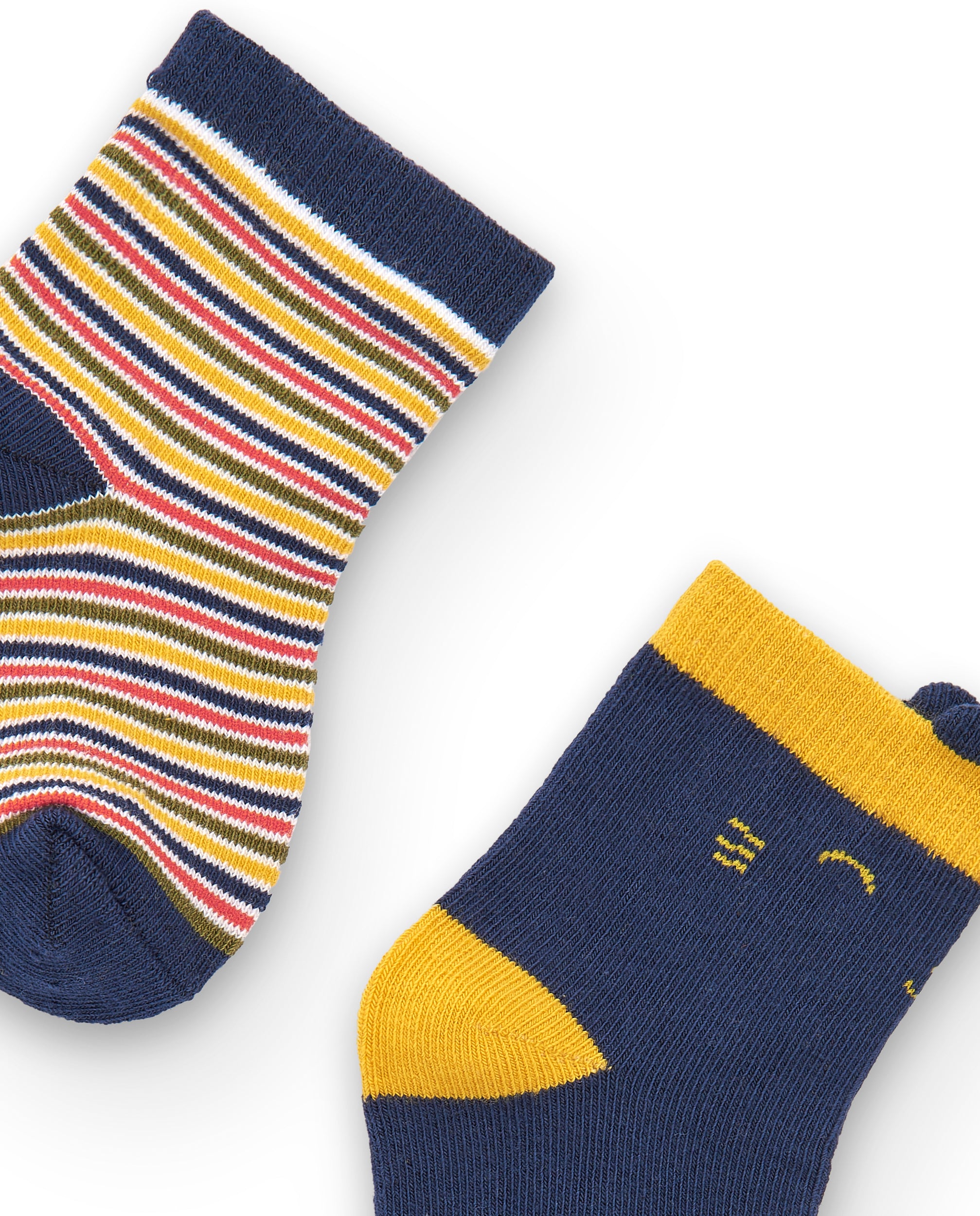 Pack de 3 calcetines para niña en azul y amarillo con