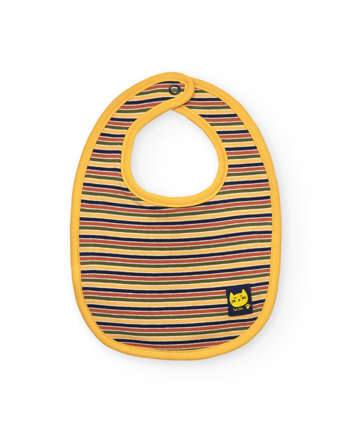 Set de baberos para niña en tonos amarillo y azul con diseño de