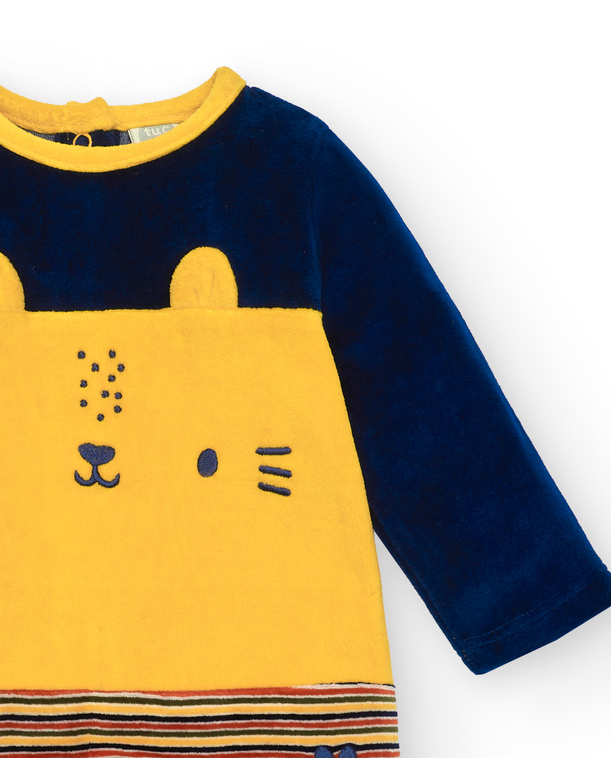 Pelele de manga larga para niño en azul marino y amarillo con
