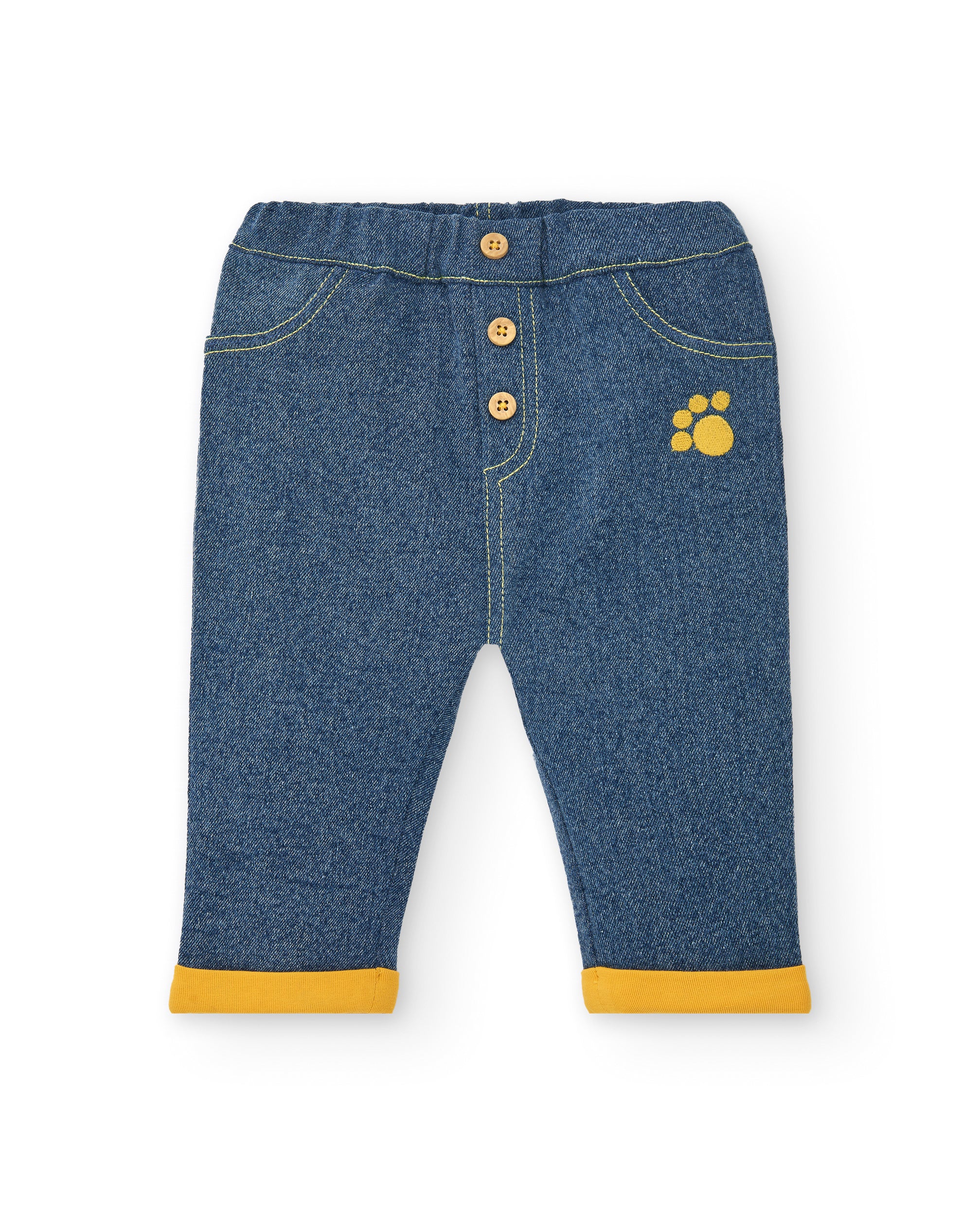 Conjunto de camiseta y pantalón para niño en amarillo y azul