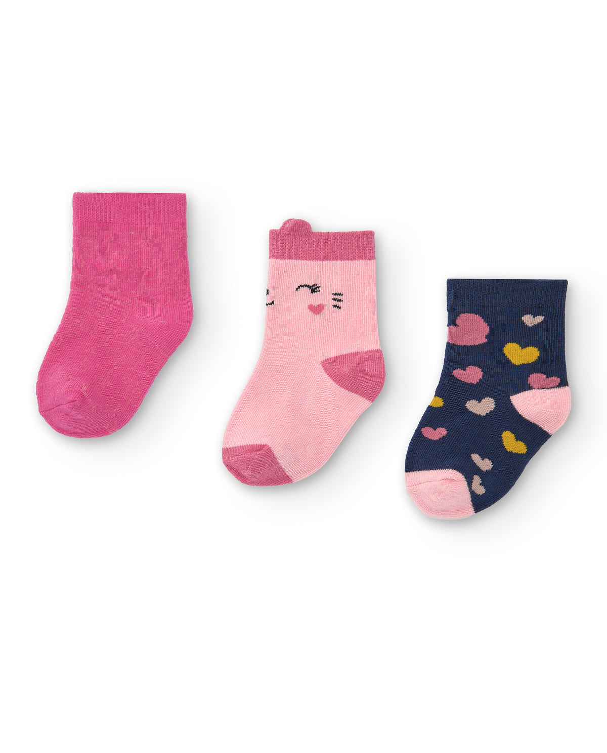 Pack de calcetines para niña en tonos rosas y azul con