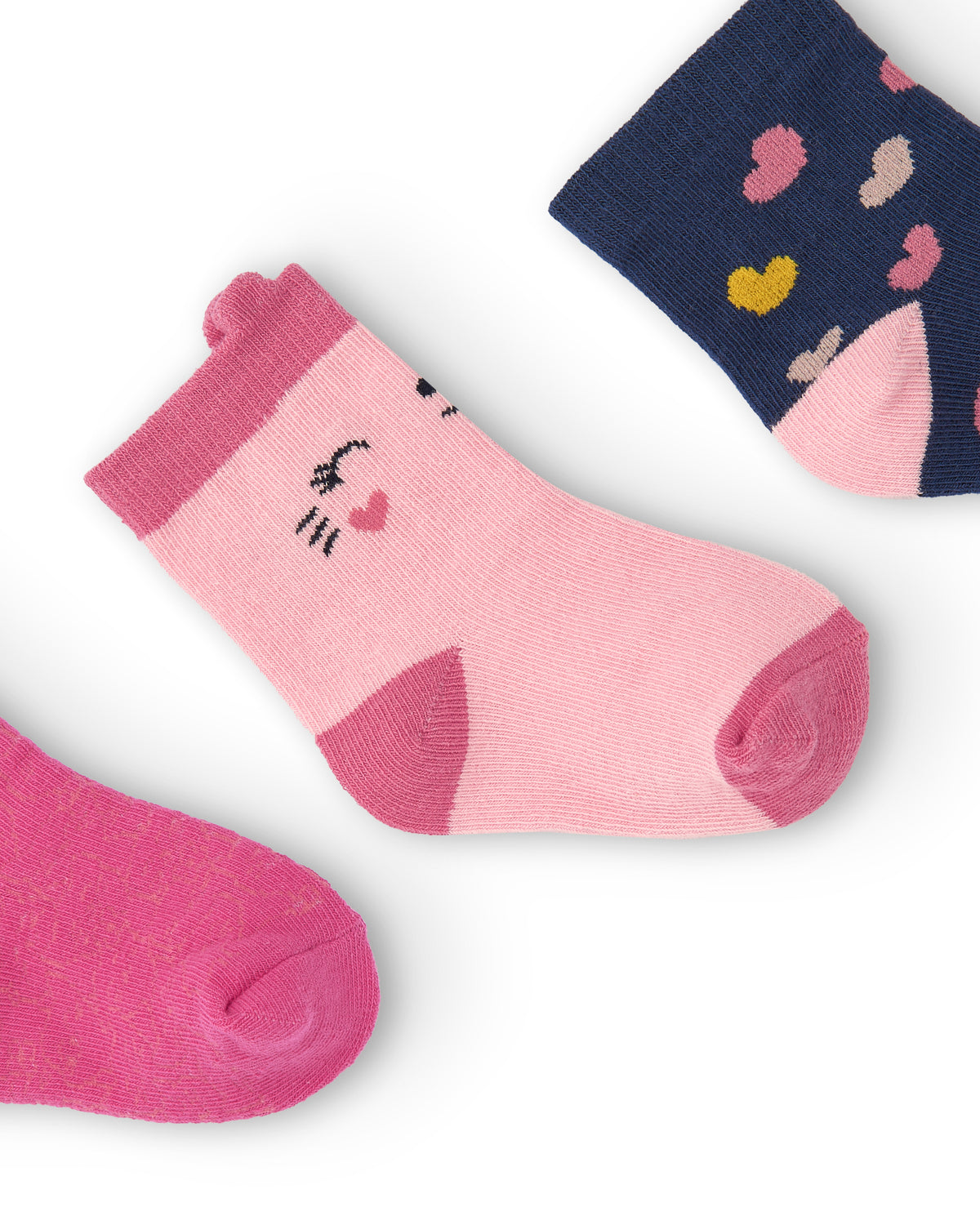 Pack de calcetines para niña en tonos rosas y azul con