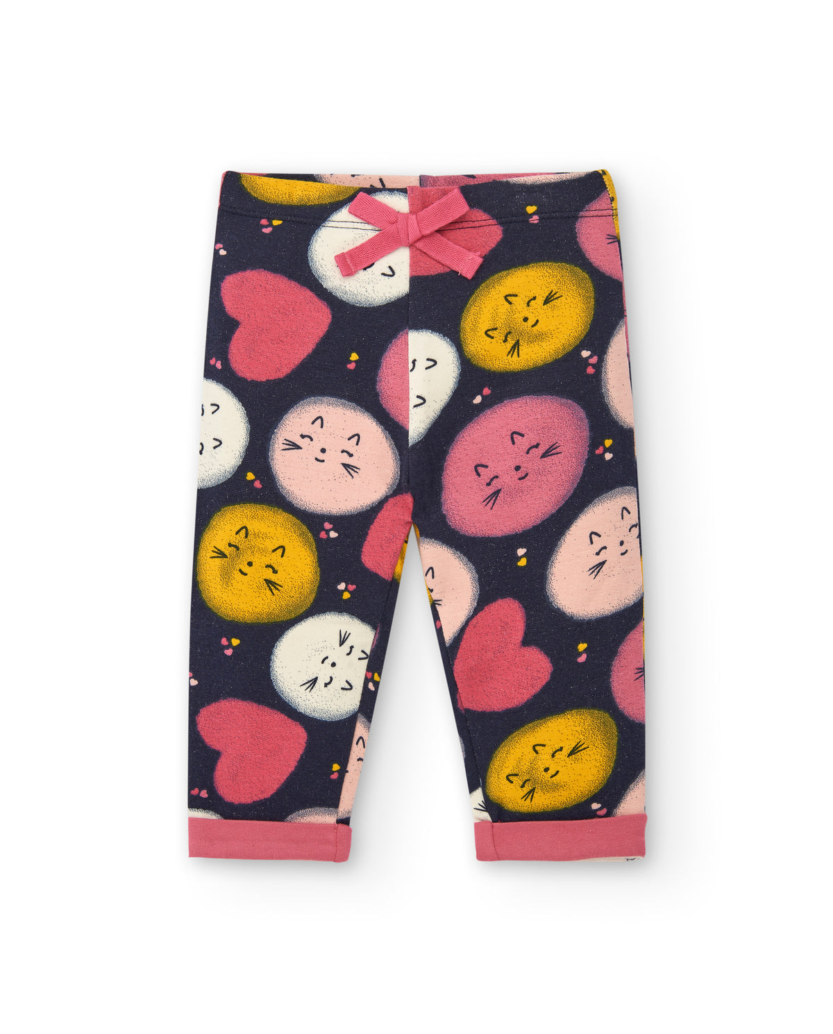 Conjunto para niña en azul marino con diseño de gatito
