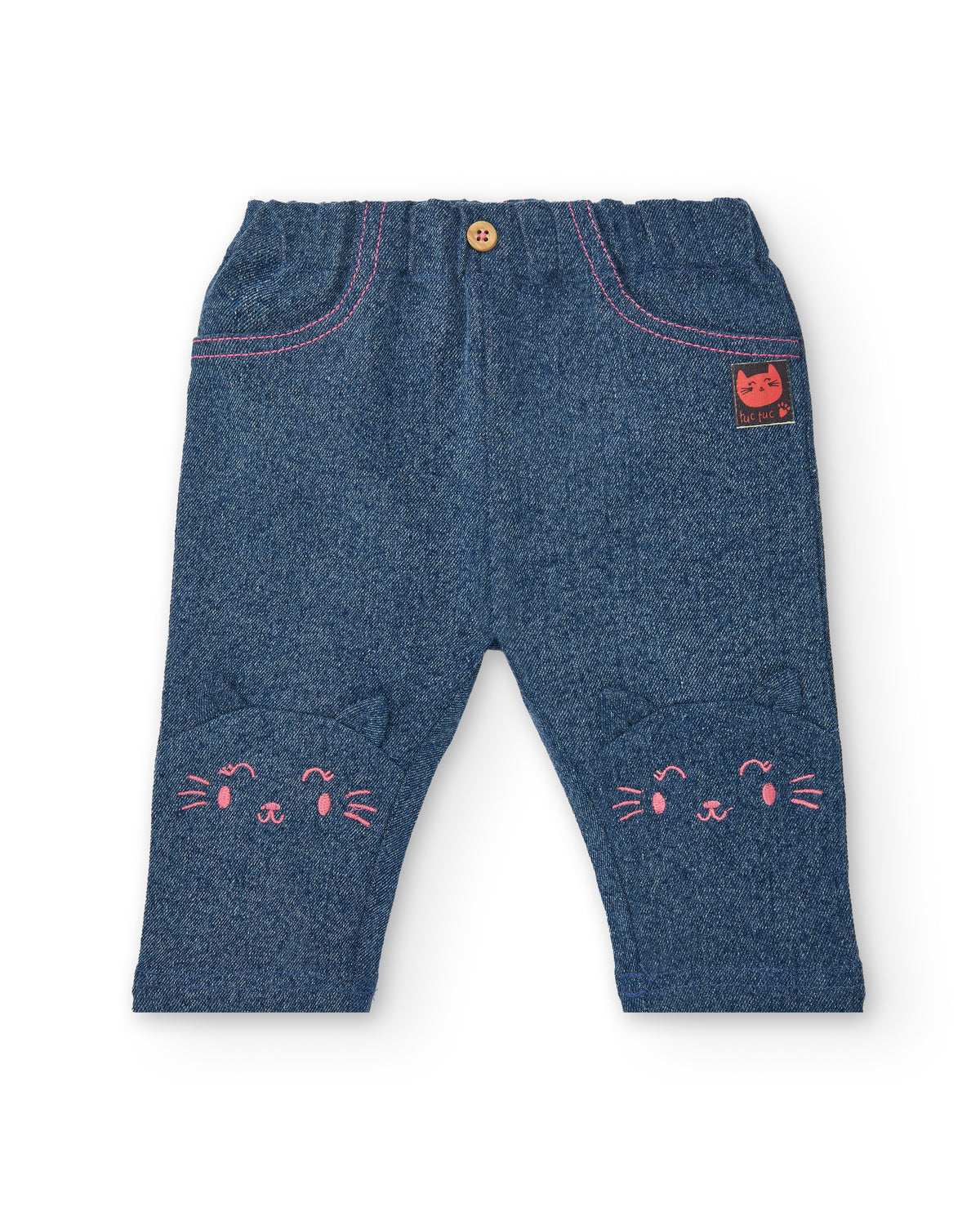 Conjunto para niña en color crema y azul con estampado de