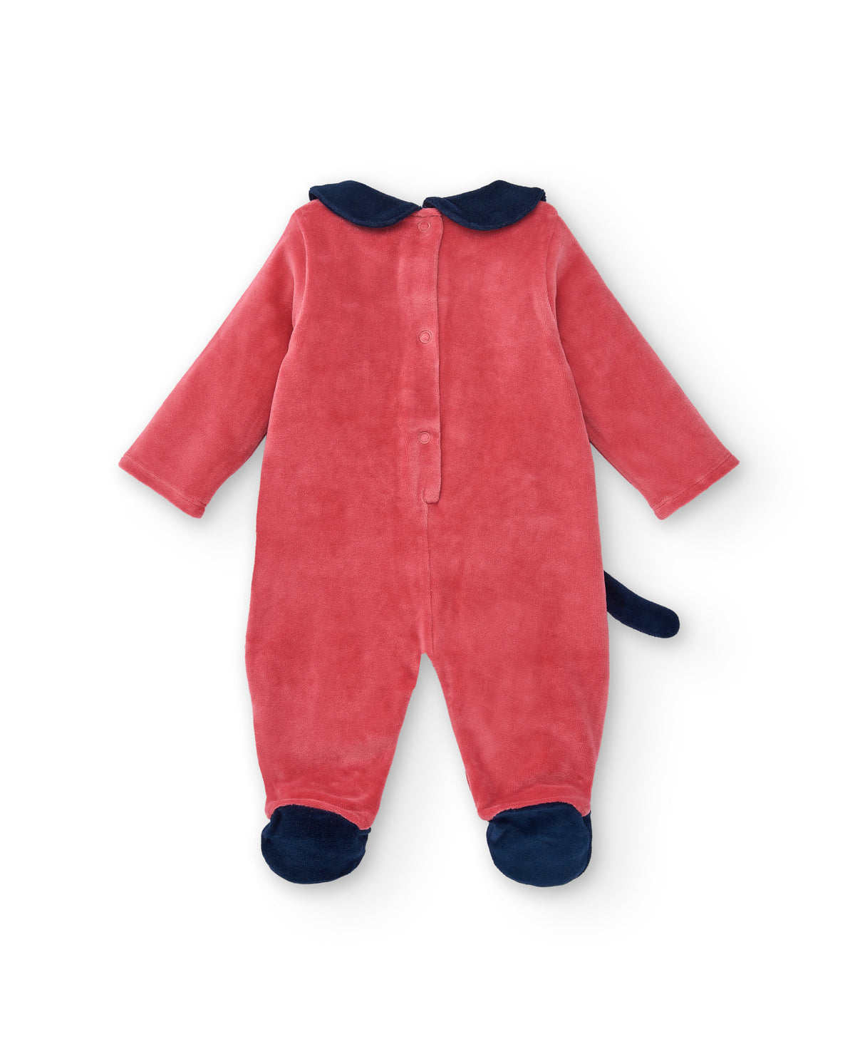 Pelele para niña en rosa y azul marino con diseño de gatito y