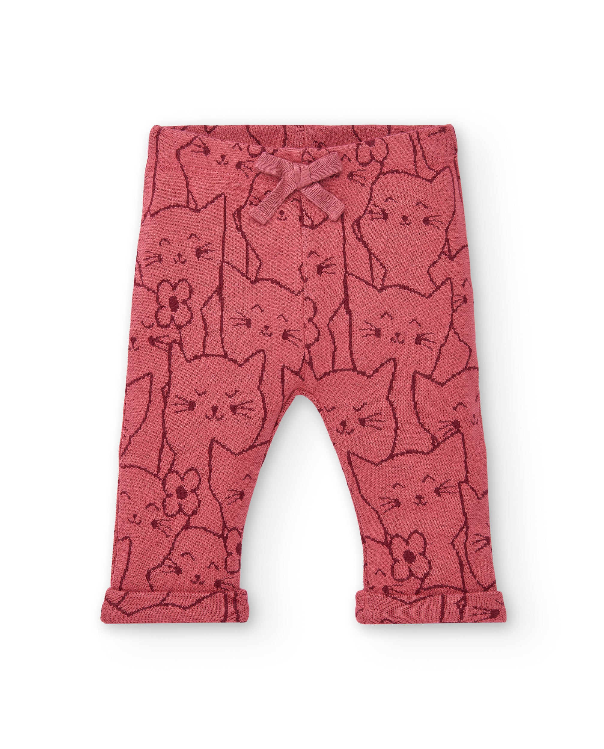 Conjunto para niña en crema y rosa con diseño de gatito