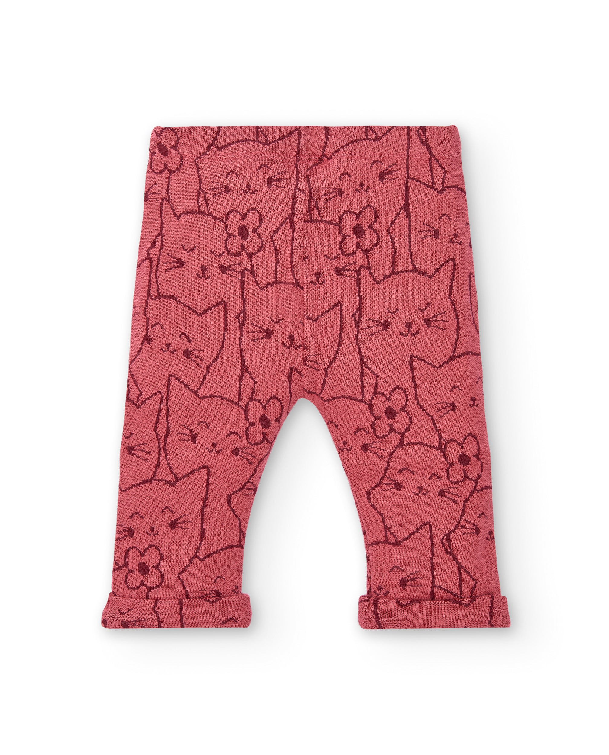 Conjunto para niña en crema y rosa con diseño de gatito