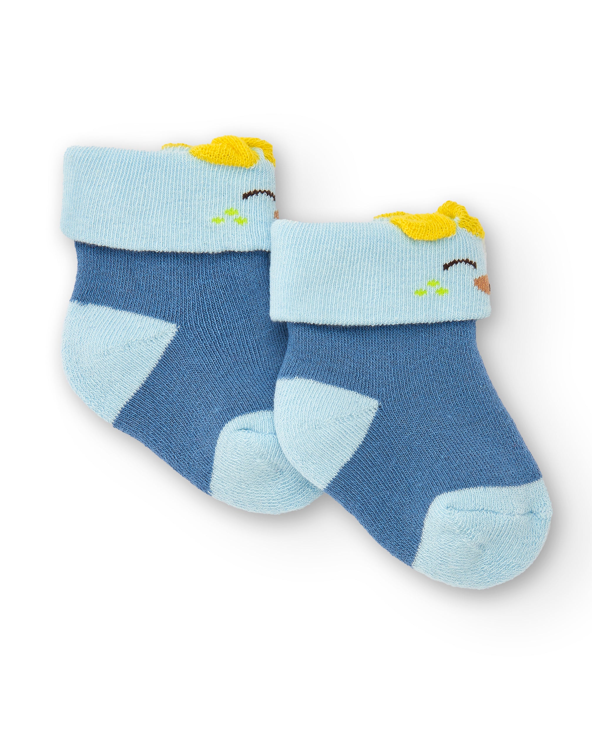 Calcetines con vuelta para niño en azul con detalle de
