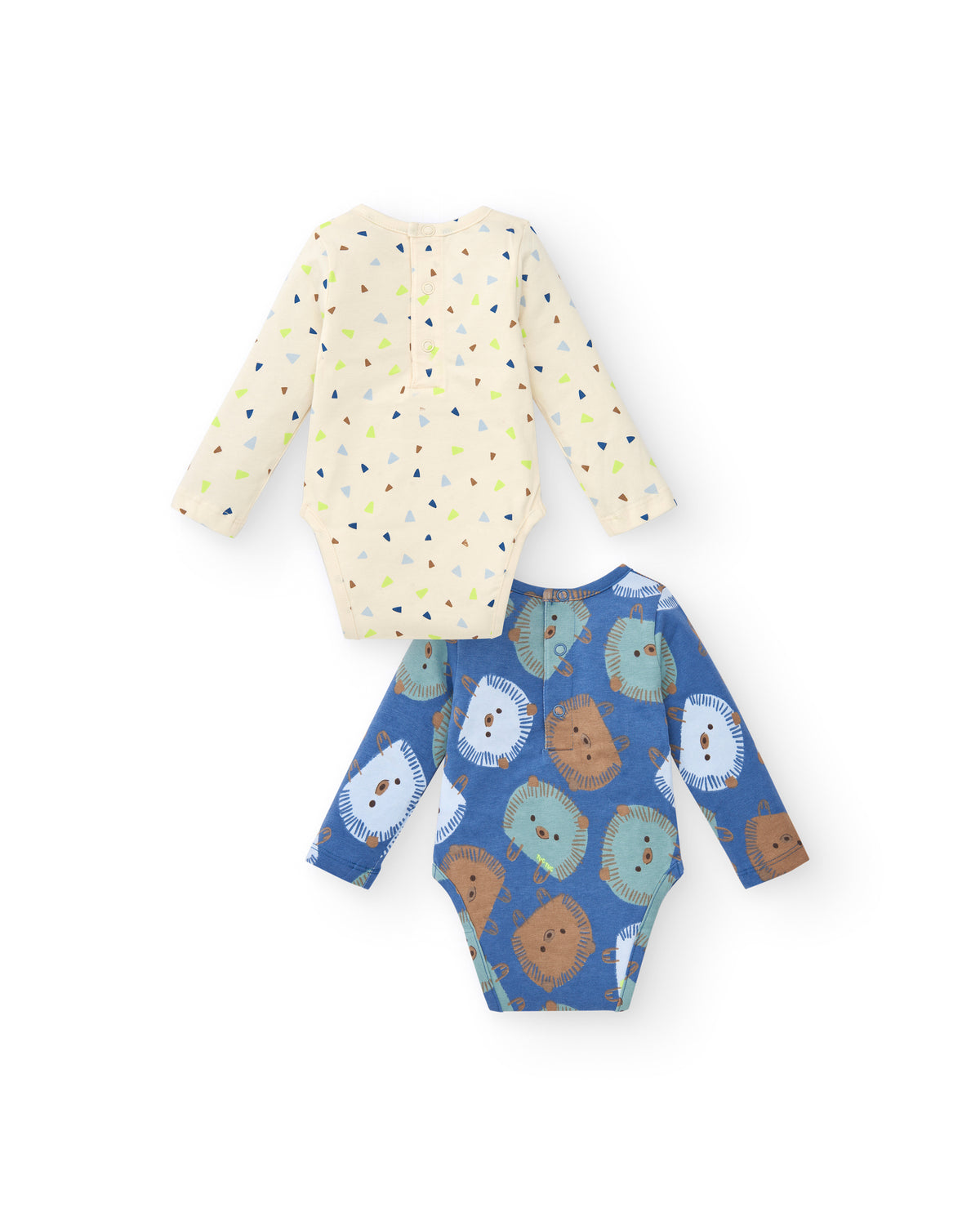 Pack de 2 bodies para niño en beige y azul con estampado de