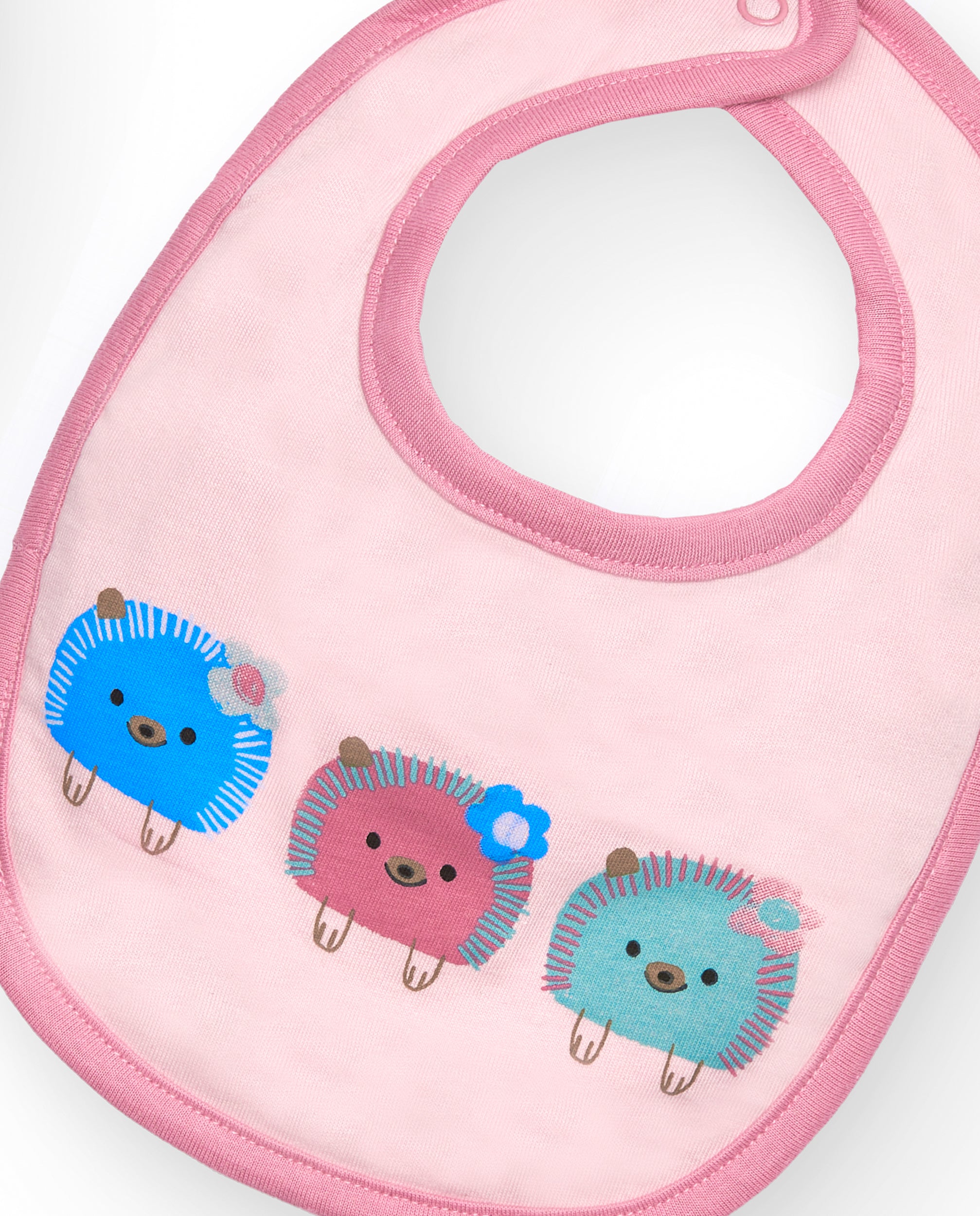 Pack de 2 baberos para niña en rosa con estampado de erizos