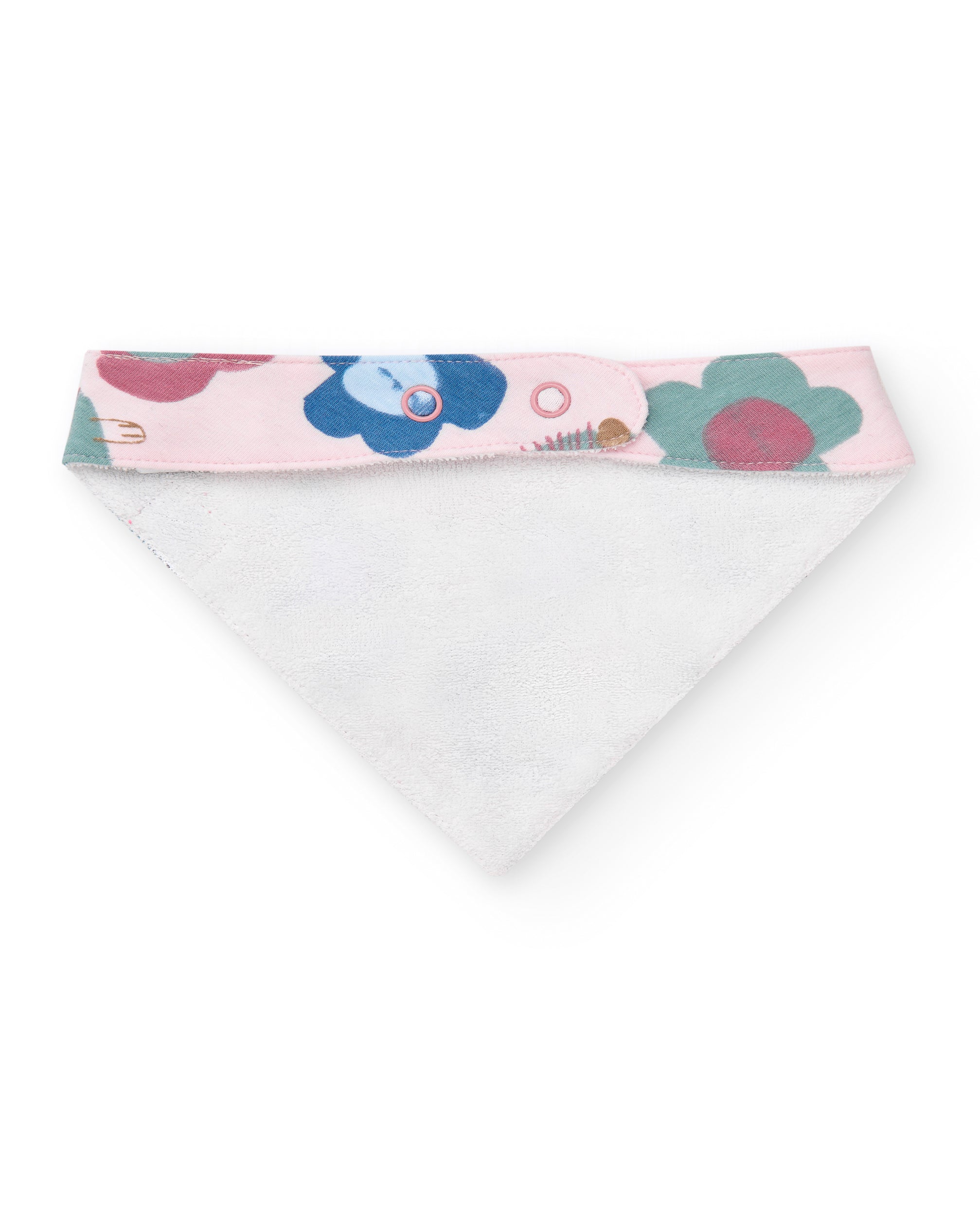 Babero bandana para niña en rosa con estampado de erizos y