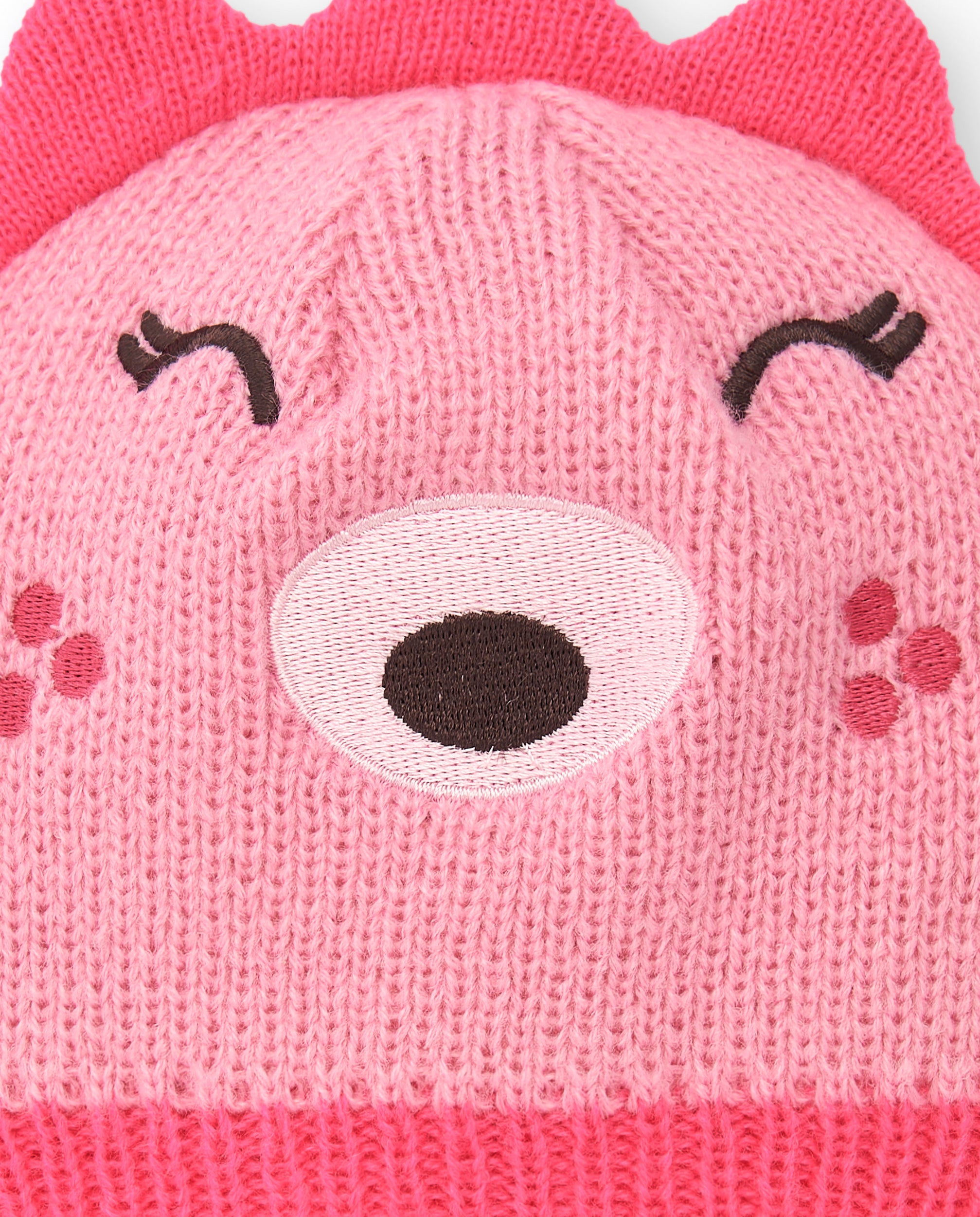 Gorro de punto para niña en rosa con diseño de erizo en 3D