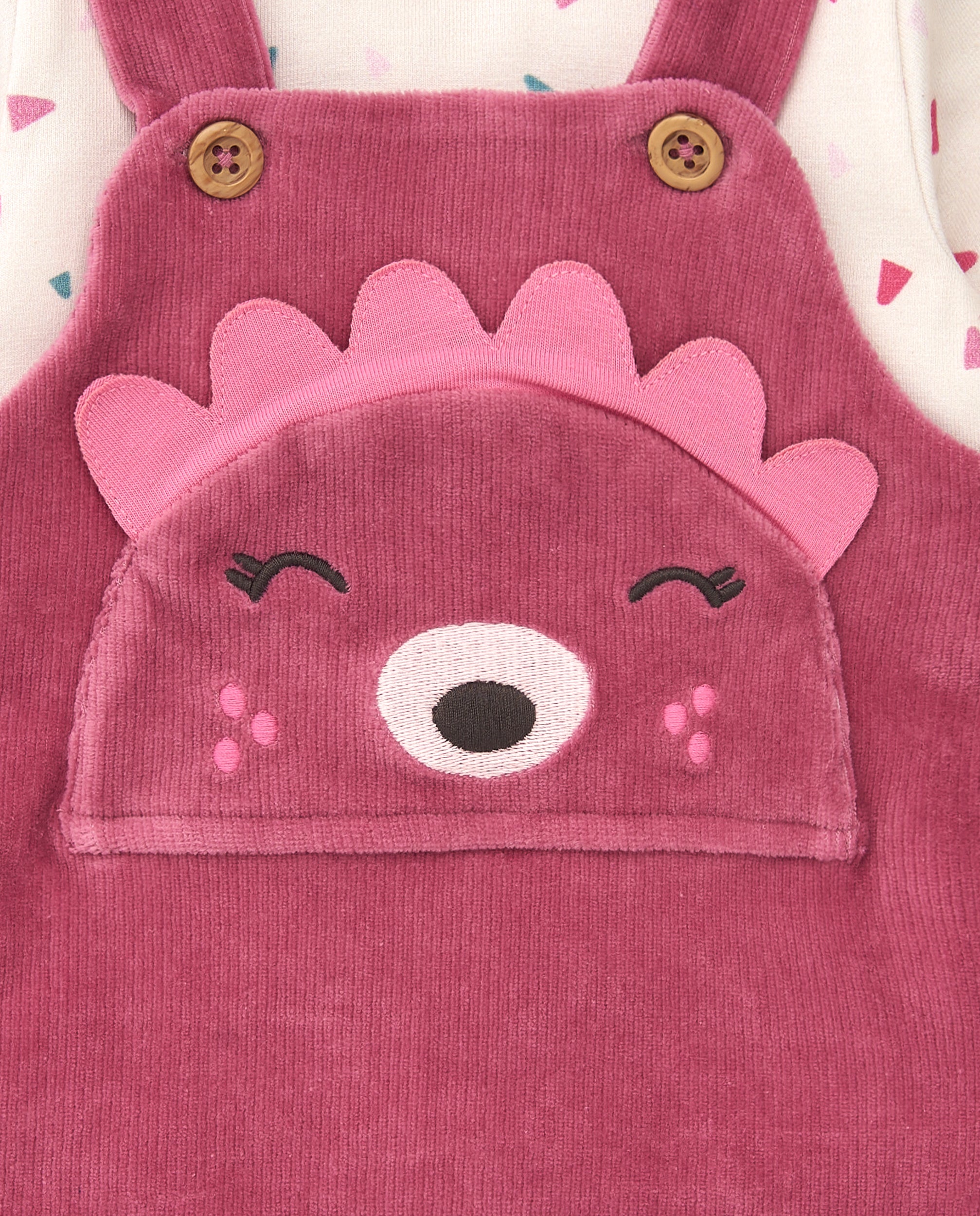 Pichi con camiseta para niña en rosa con diseño de erizo y