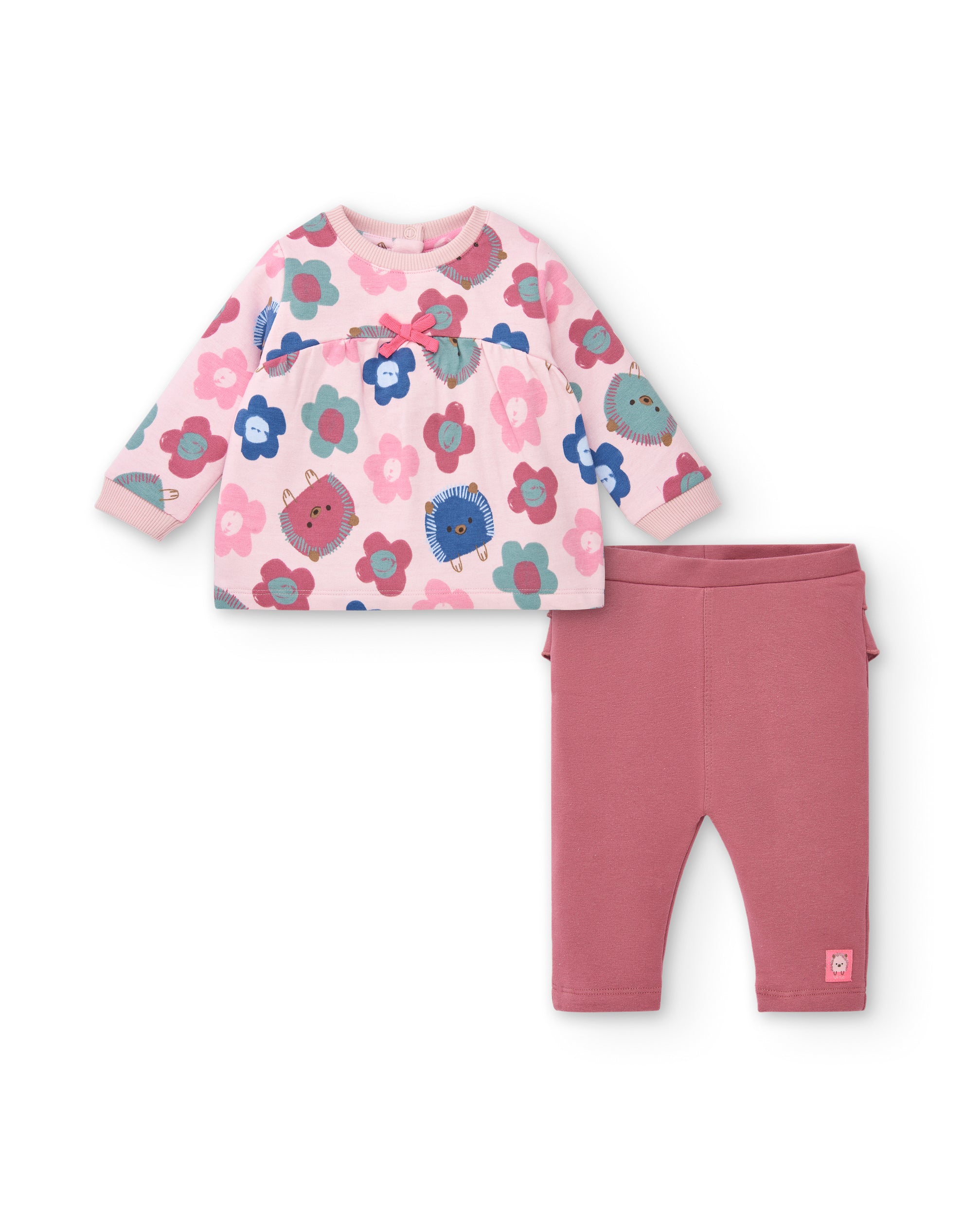 Conjunto de camiseta y leggings para niña en rosa con estampado