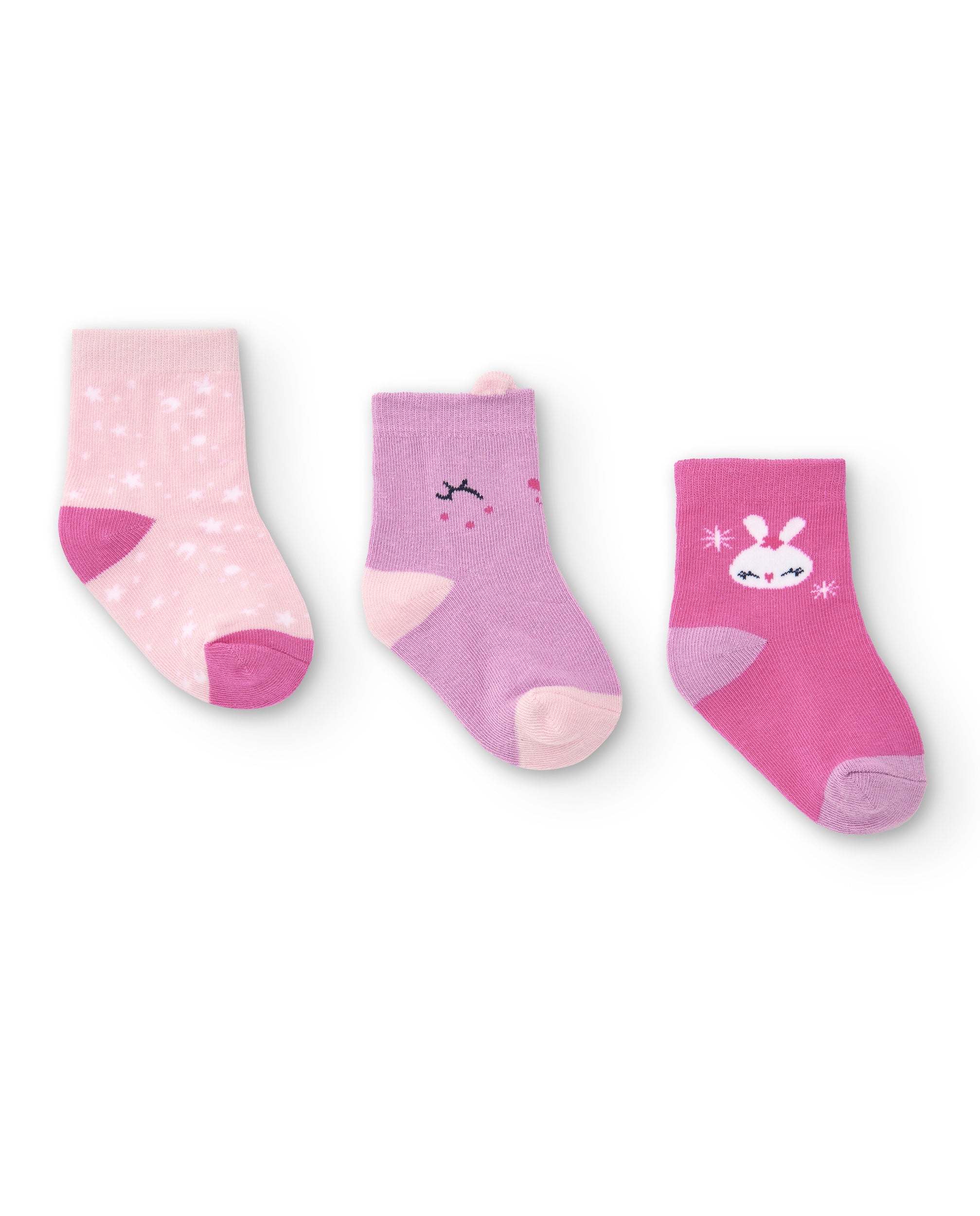 Pack de calcetines para niña en rosa y morado con diseño de