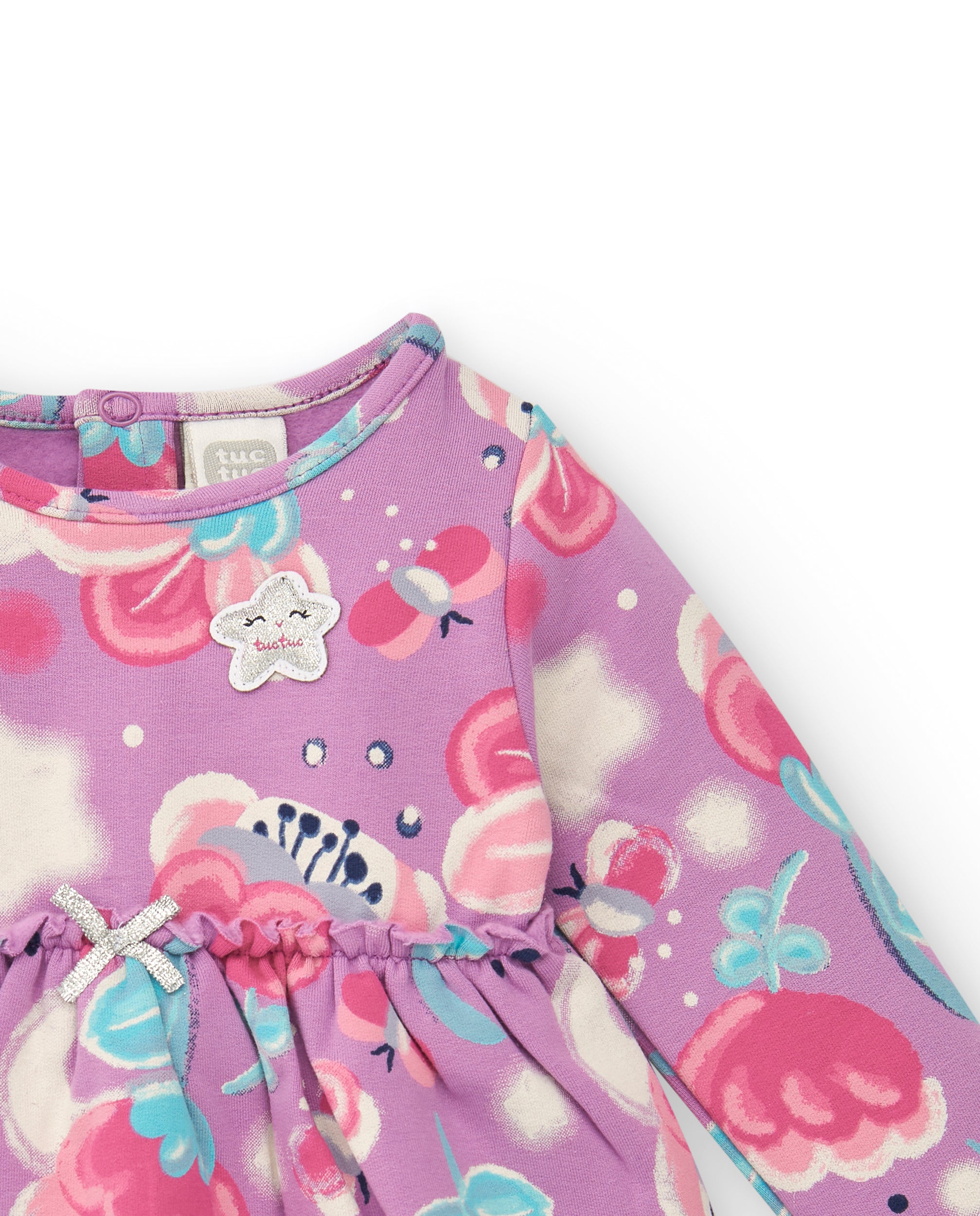 Vestido para niña en lila con estampado floral colección