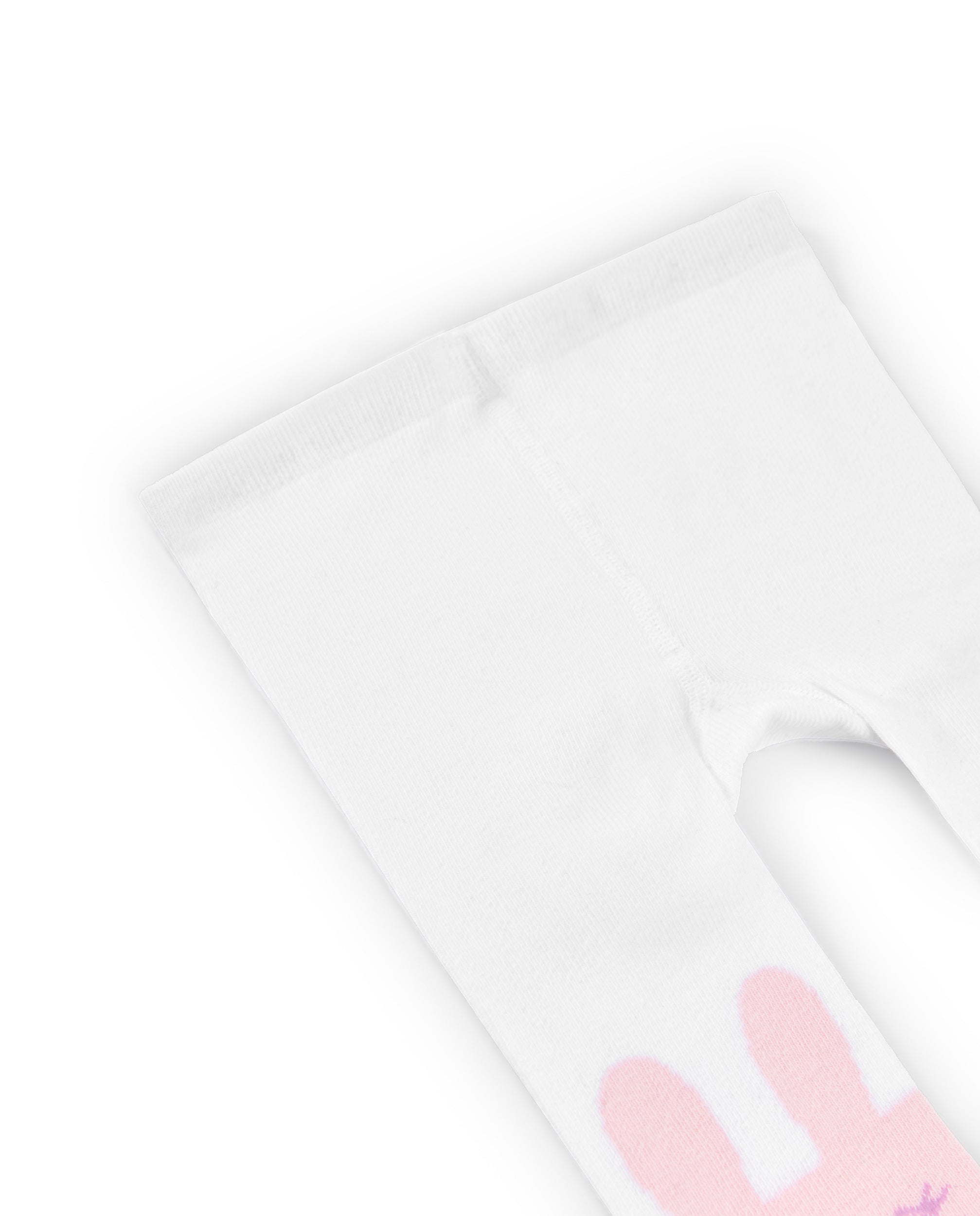 Leotardos para niña en blanco con detalles de conejito rosa