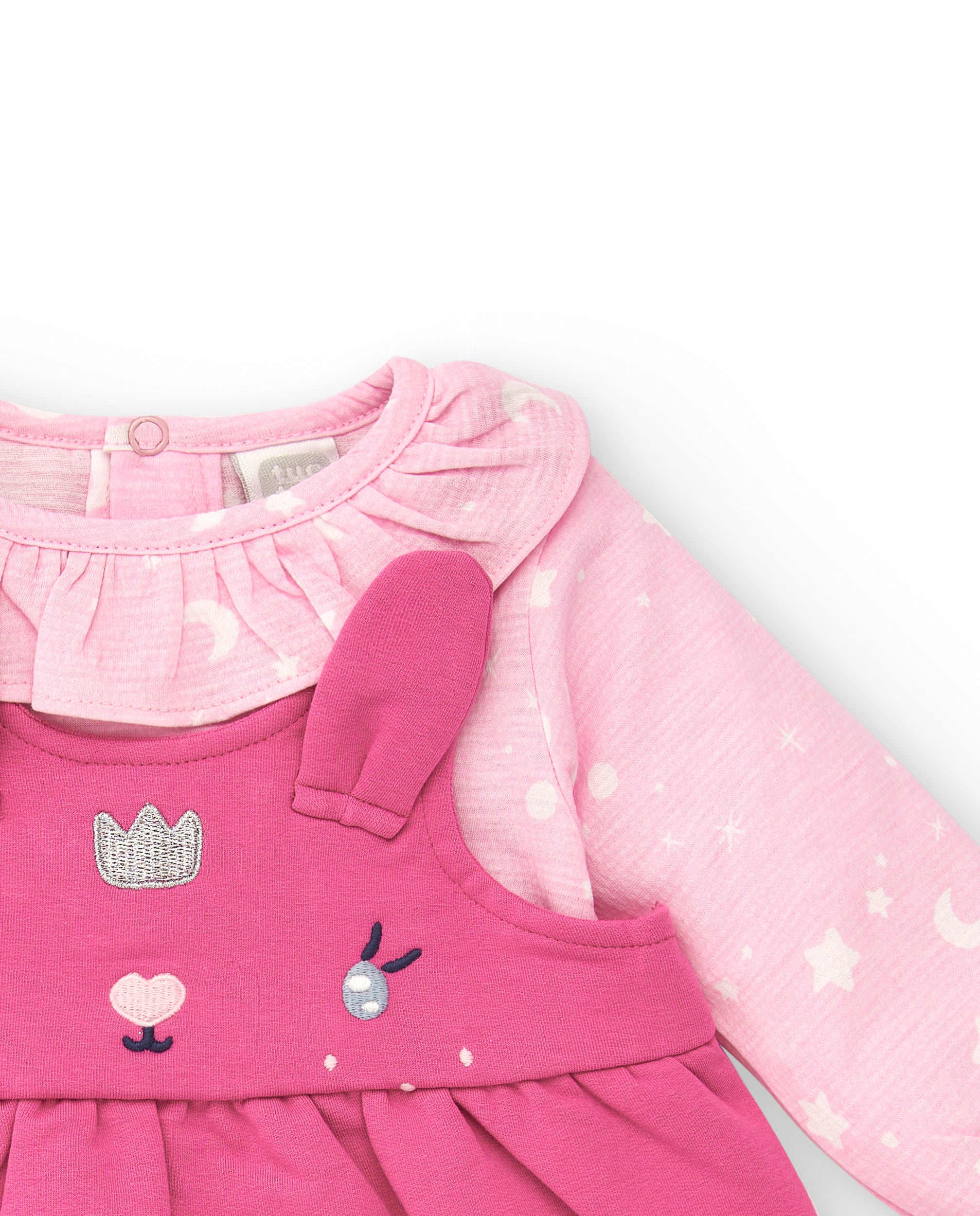 Vestido para niña en rosa con tirantes de conejo colección