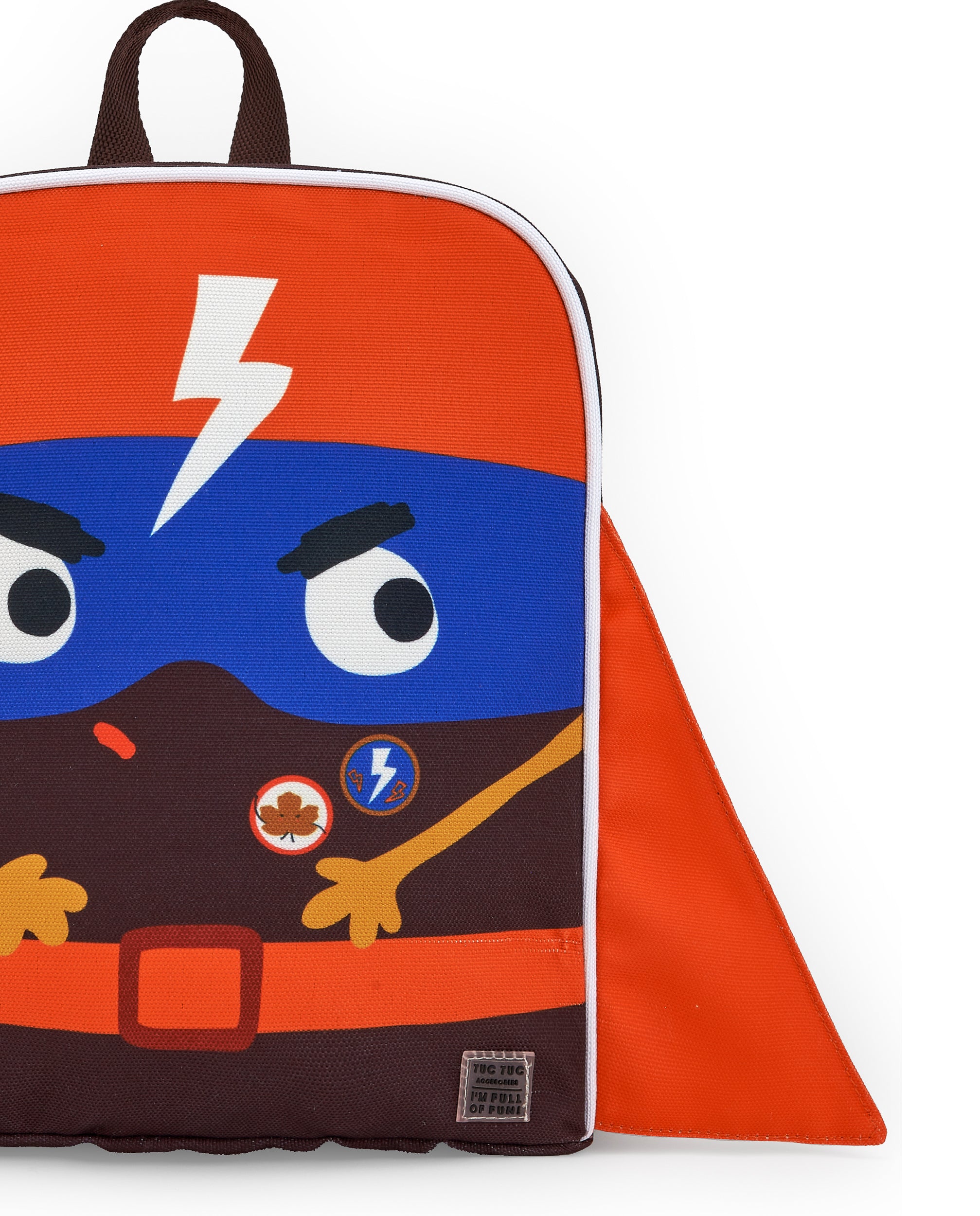 Mochila infantil para niño en naranja con estampado de