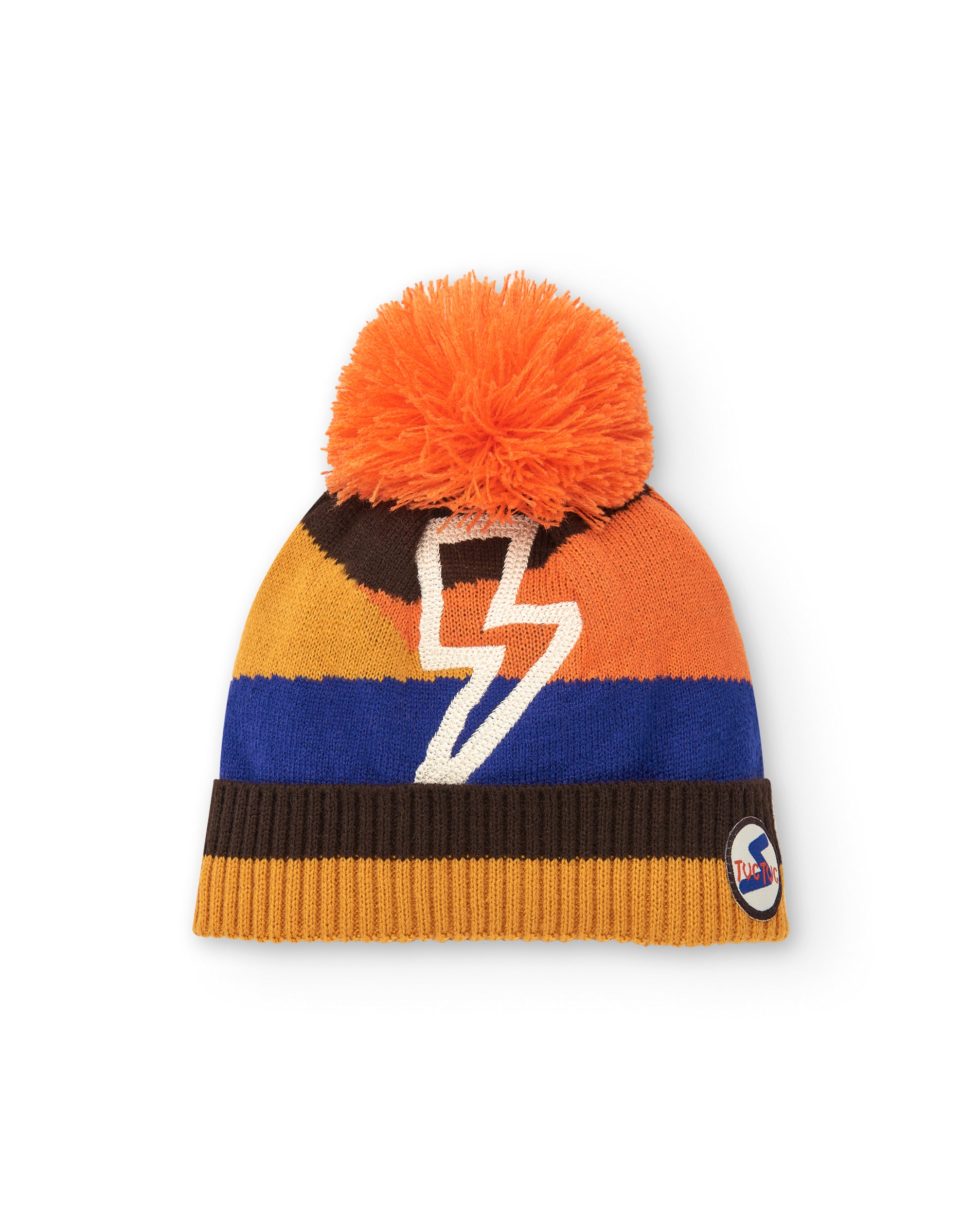 Gorro niño en naranja con pompón colección Super Natural