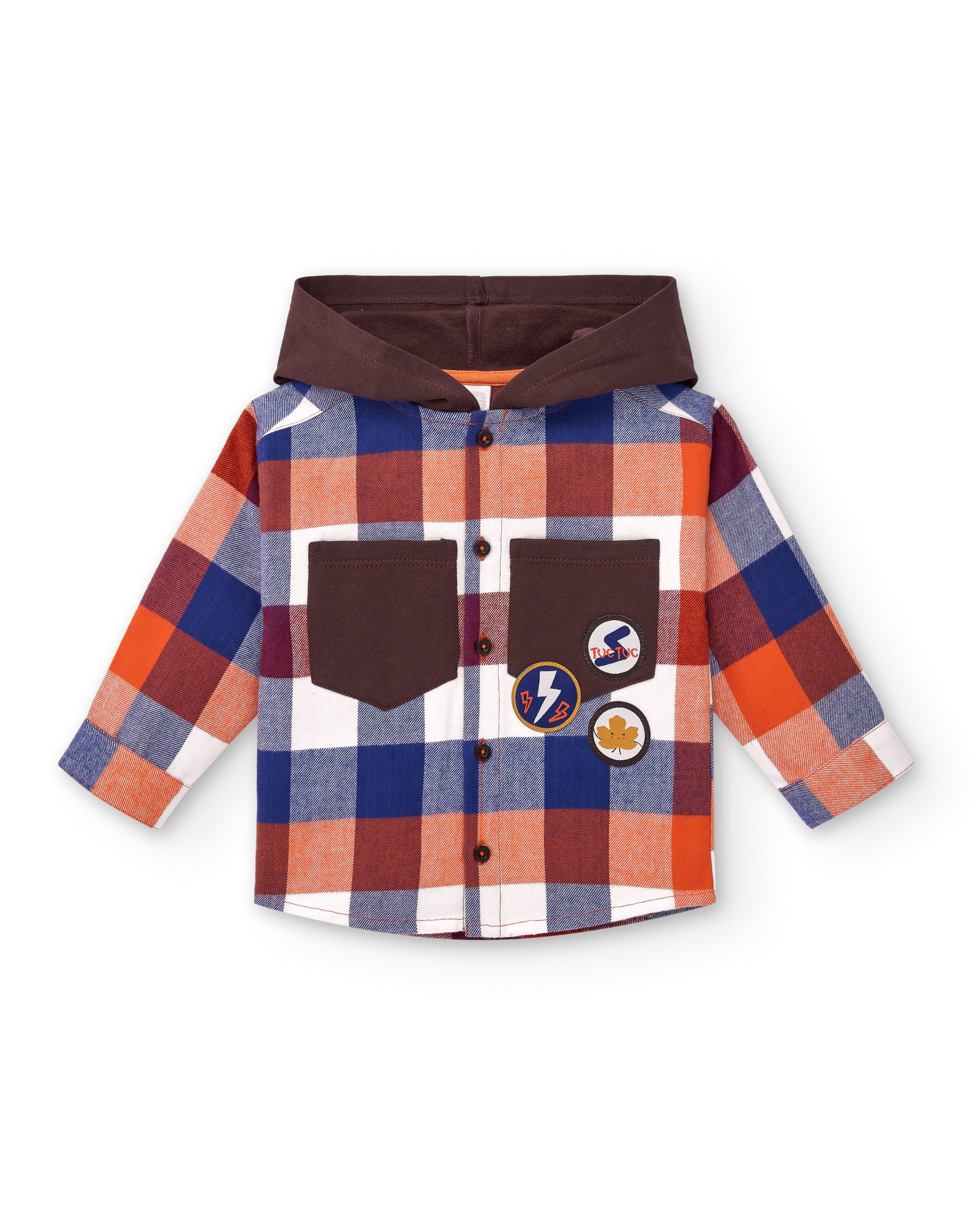 Camisa de cuadros con capucha para niño en colores vibrantes