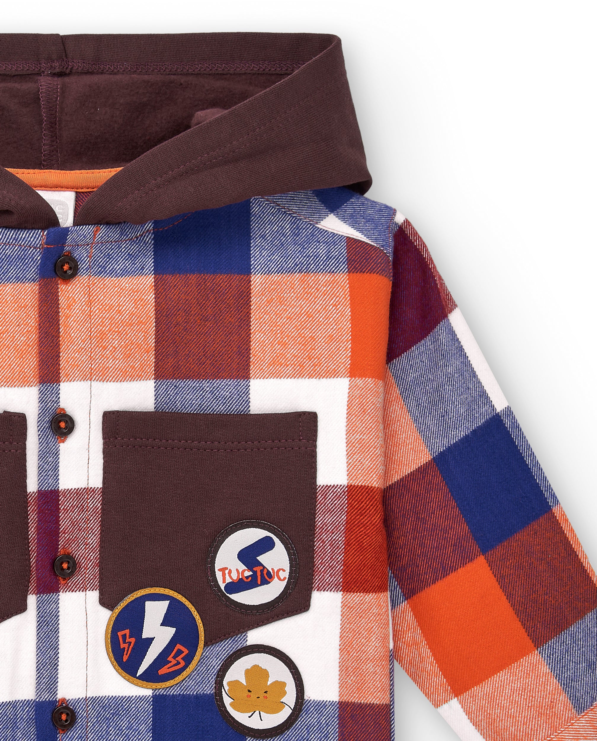 Camisa de cuadros con capucha para niño en colores vibrantes