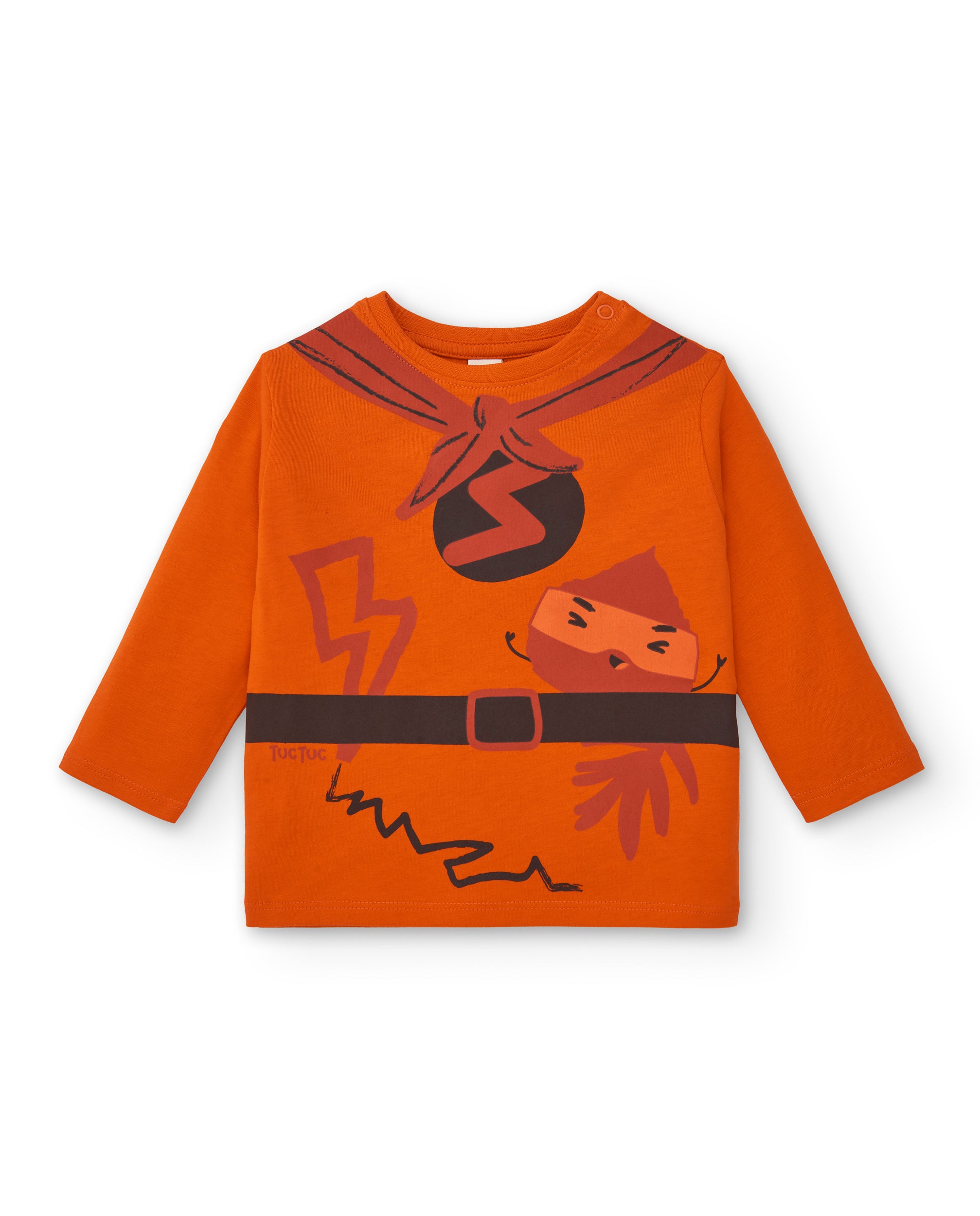 Camiseta de manga larga para niño en naranja estampado de