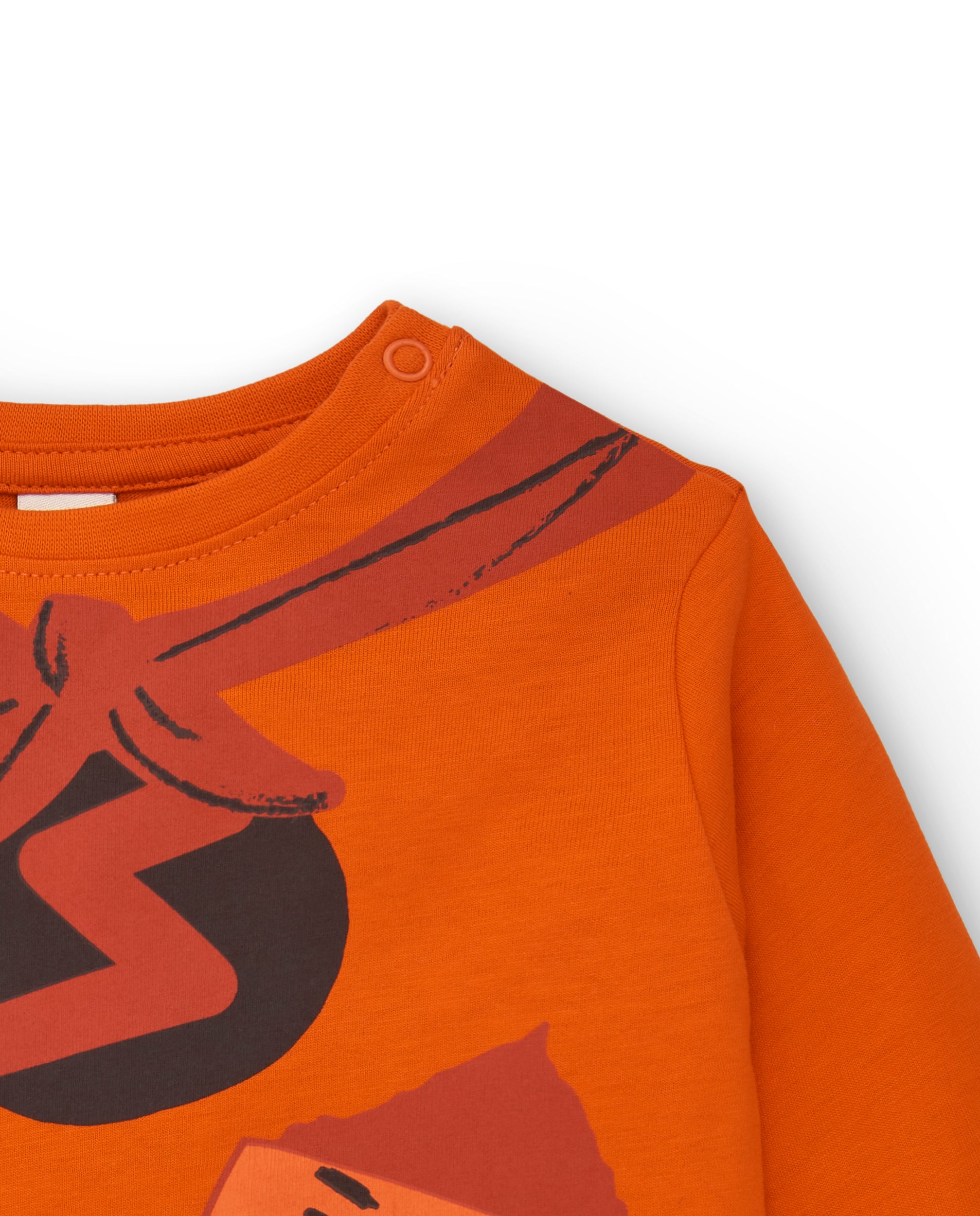 Camiseta de manga larga para niño en naranja estampado de