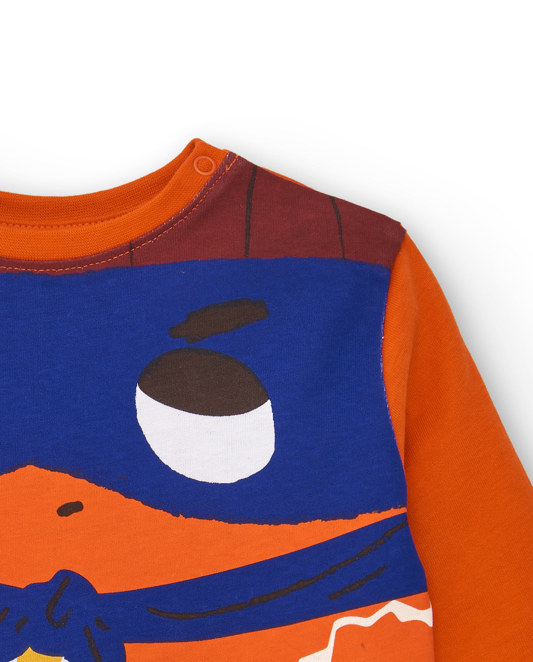 Camiseta de manga larga para niño en naranja con estampado de