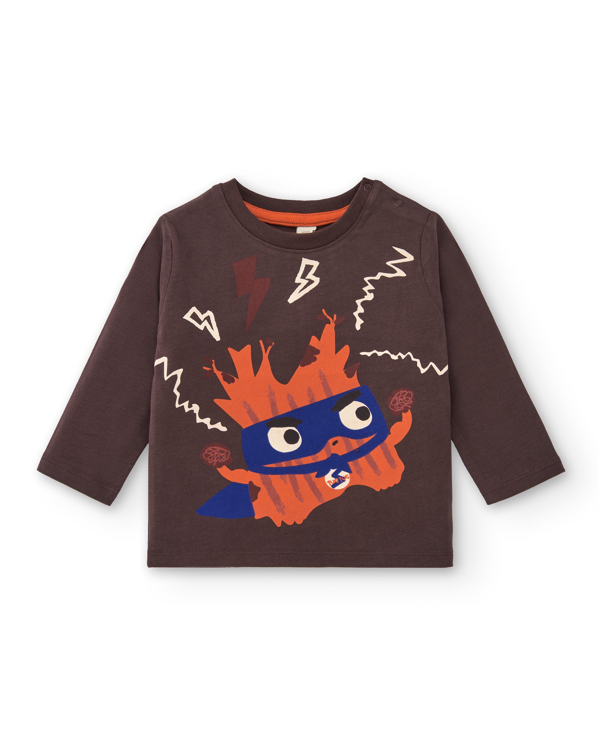 Camiseta de manga larga para niño en marrón con estampado de