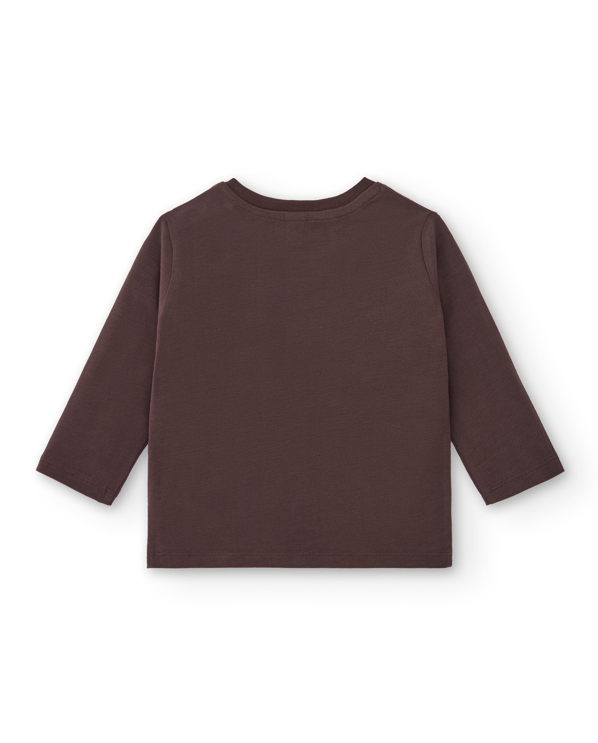 Camiseta de manga larga para niño en marrón con estampado de