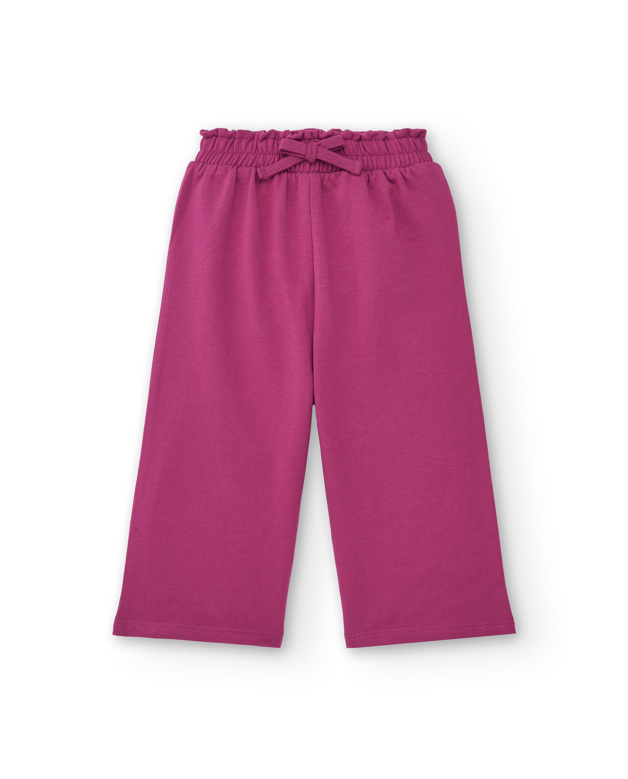 Pantalón de felpa para niña en color fucsia con lazo colección