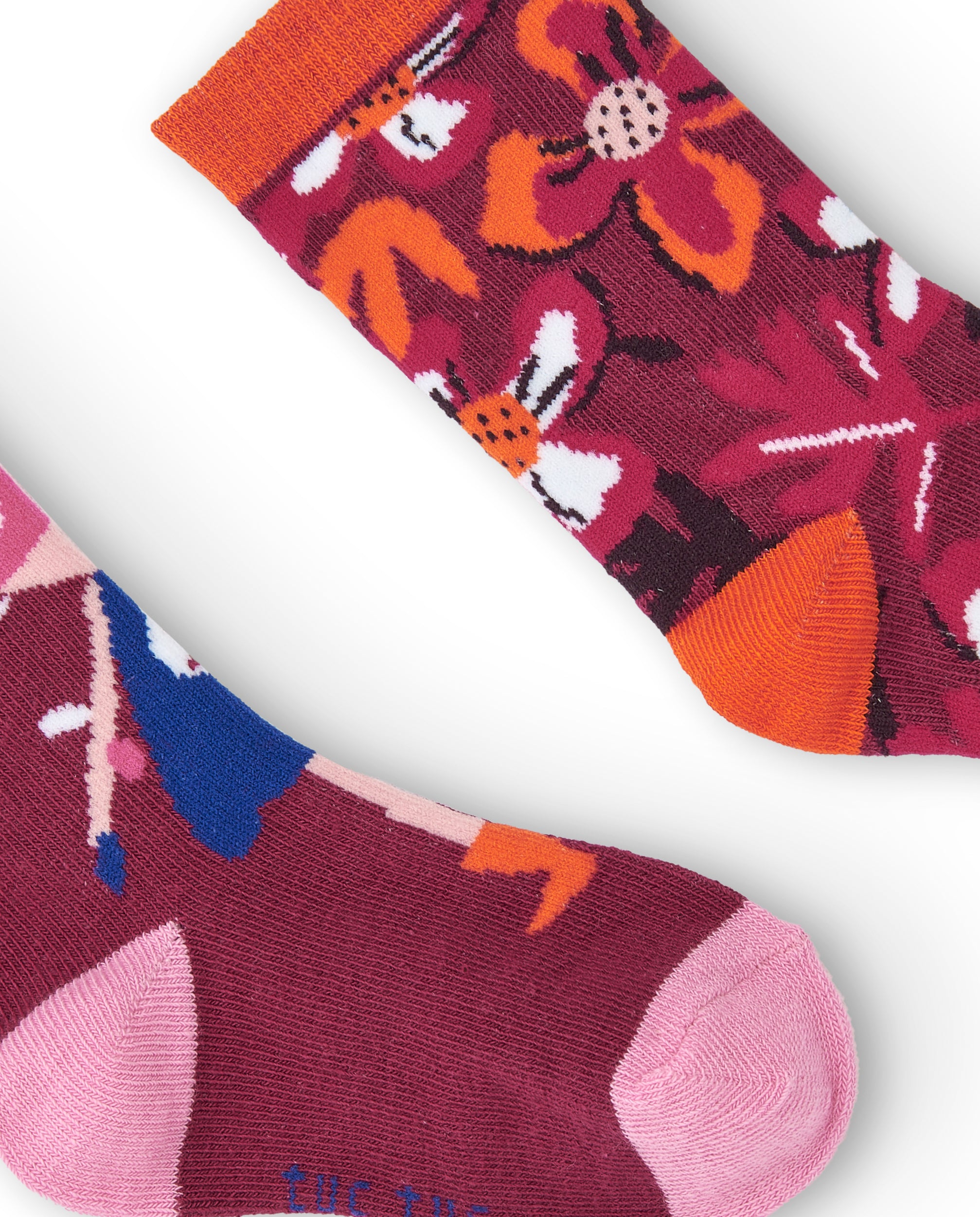 Pack de calcetines para niña en color burdeos con estampado