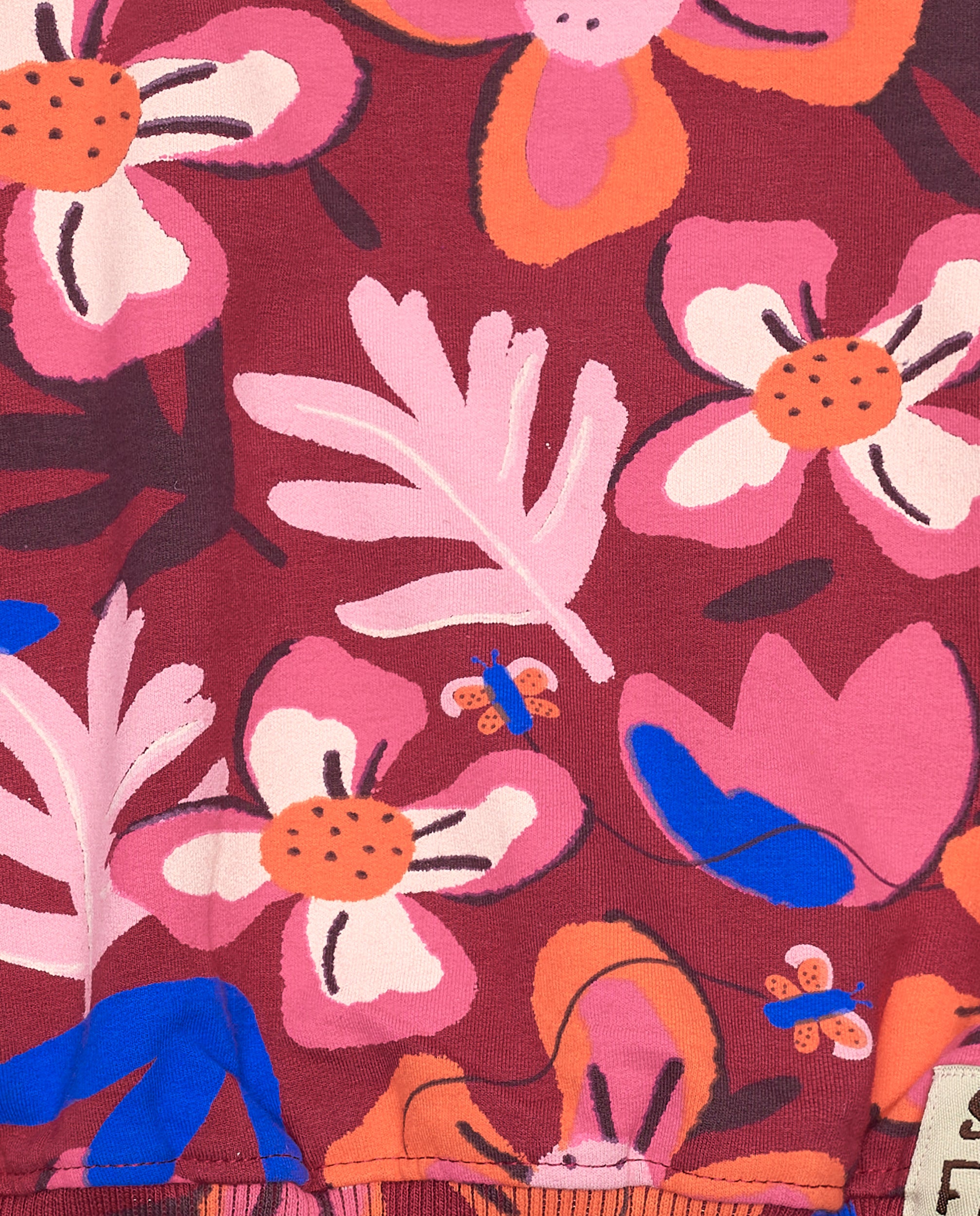 Sudadera para niña en burdeos con estampado floral colección