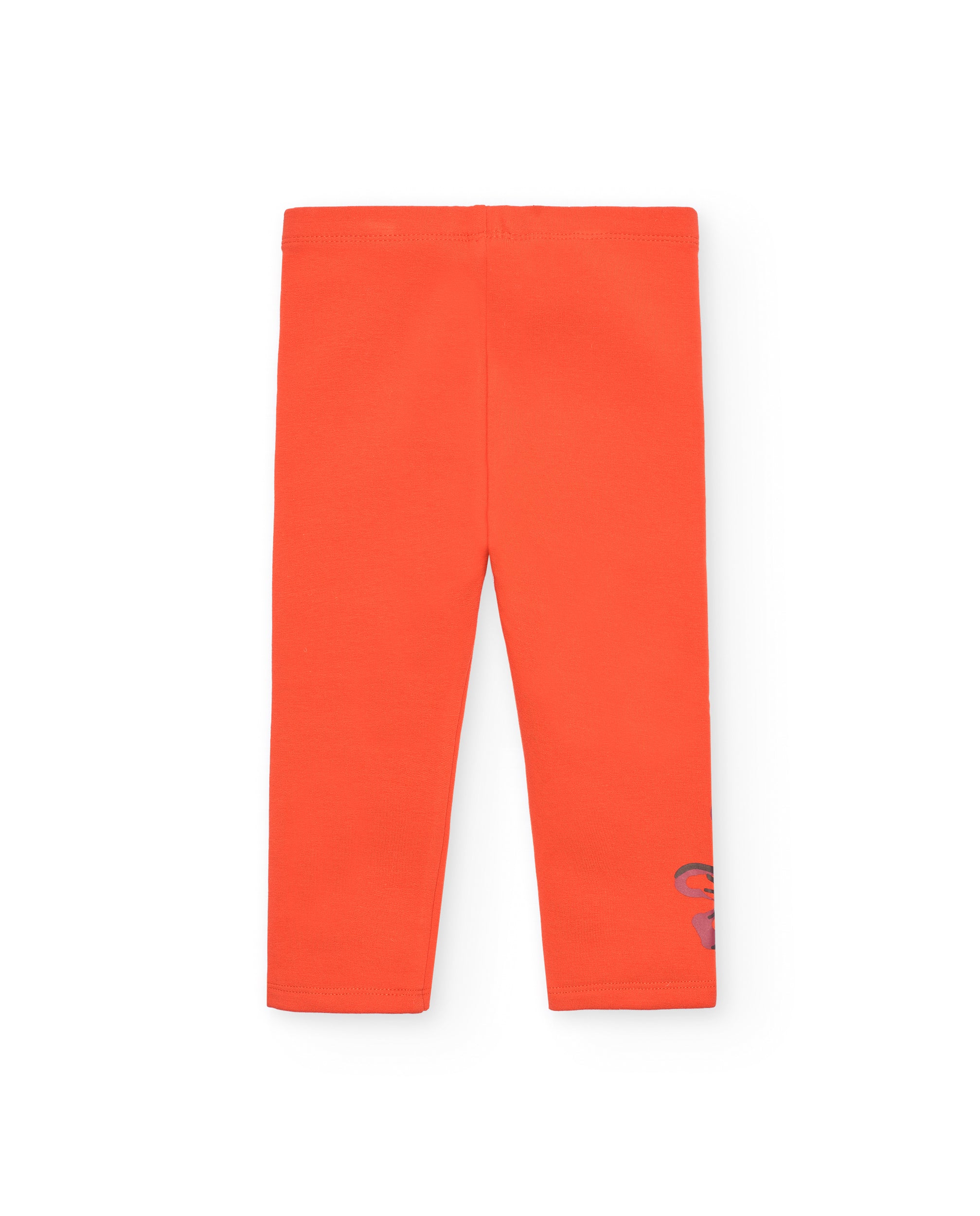Leggings para niña en naranja con detalle floral colección