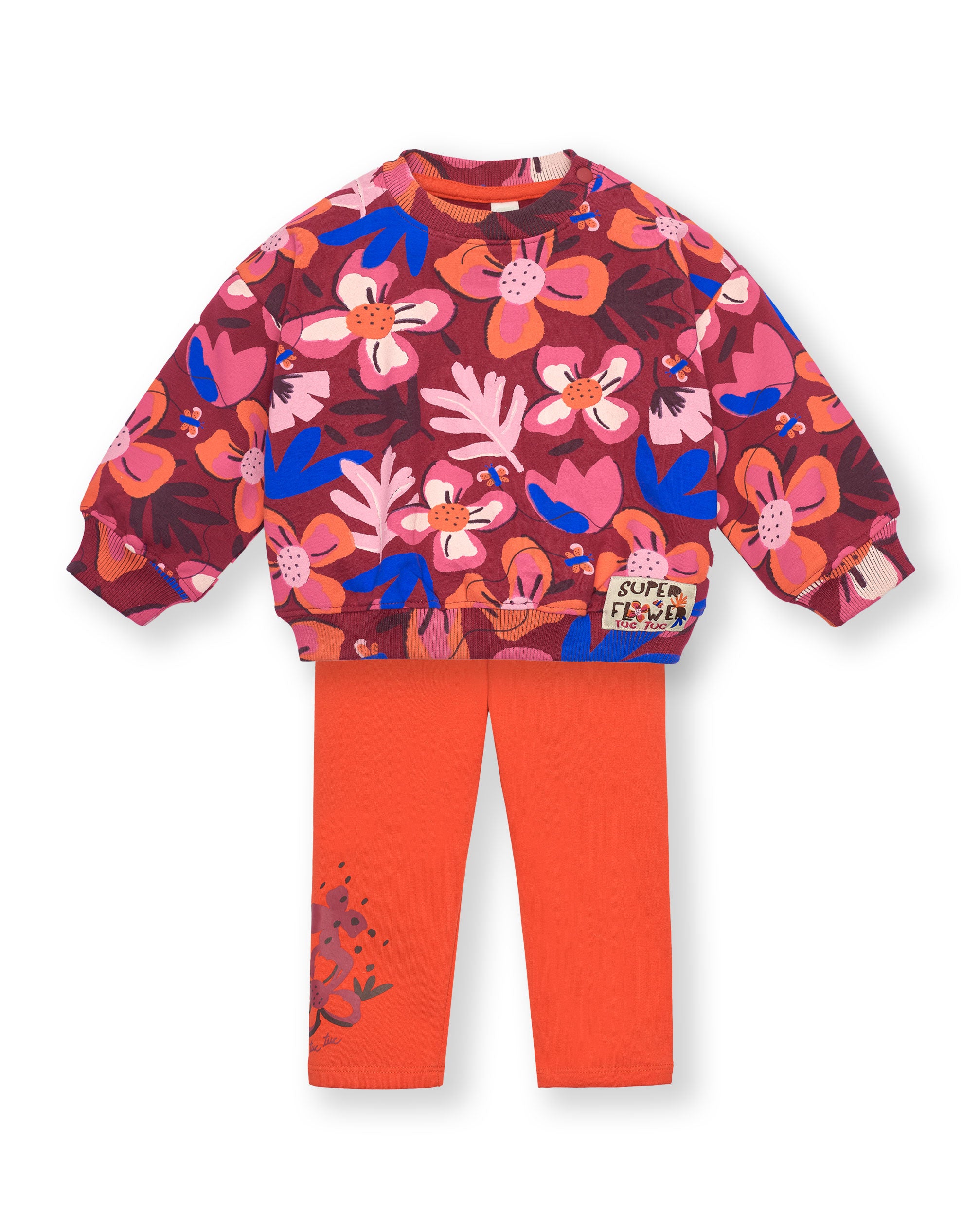 Conjunto de sudadera y leggings para niña en multicolor con