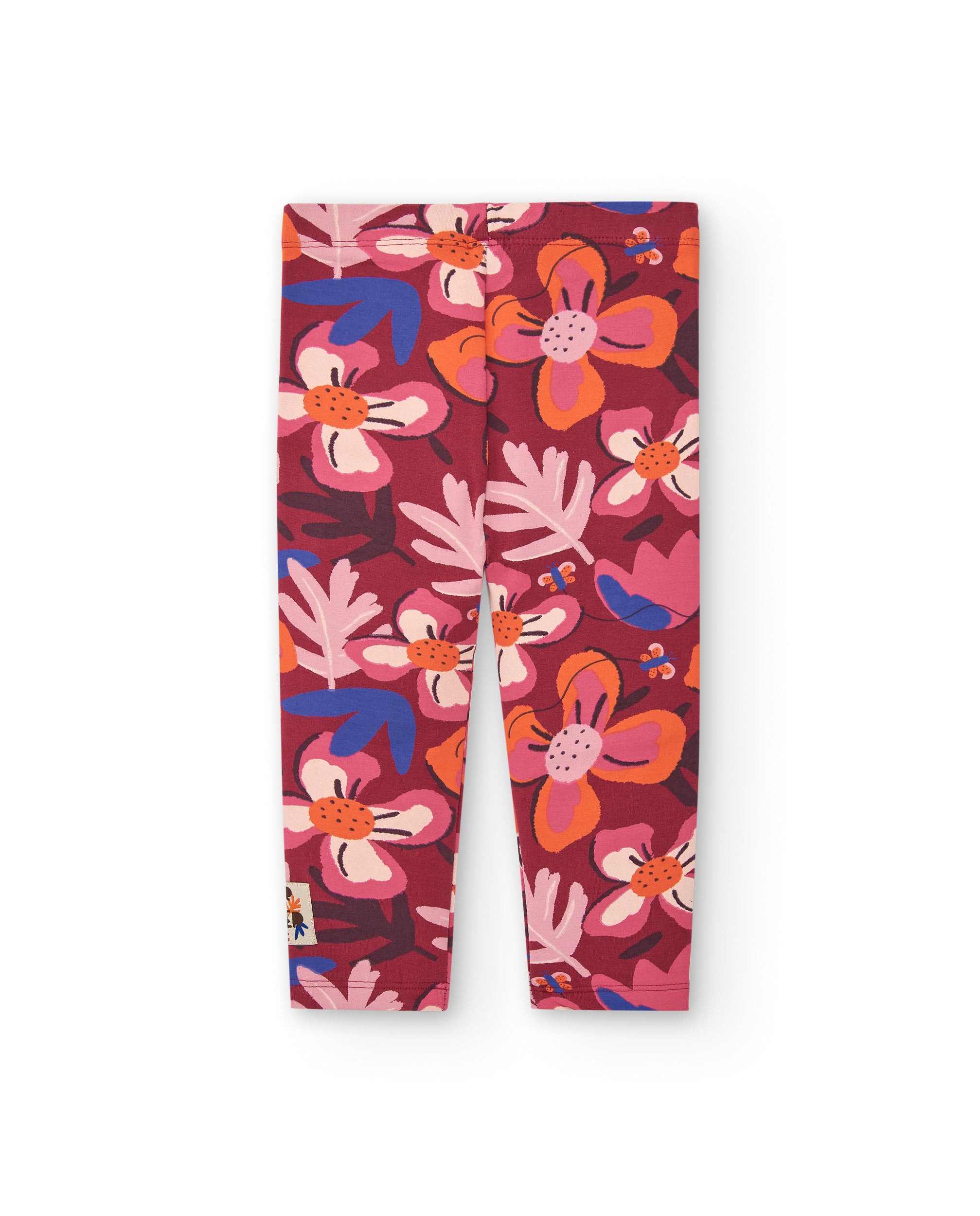 Leggings para niña en rojo con estampado floral colección Super