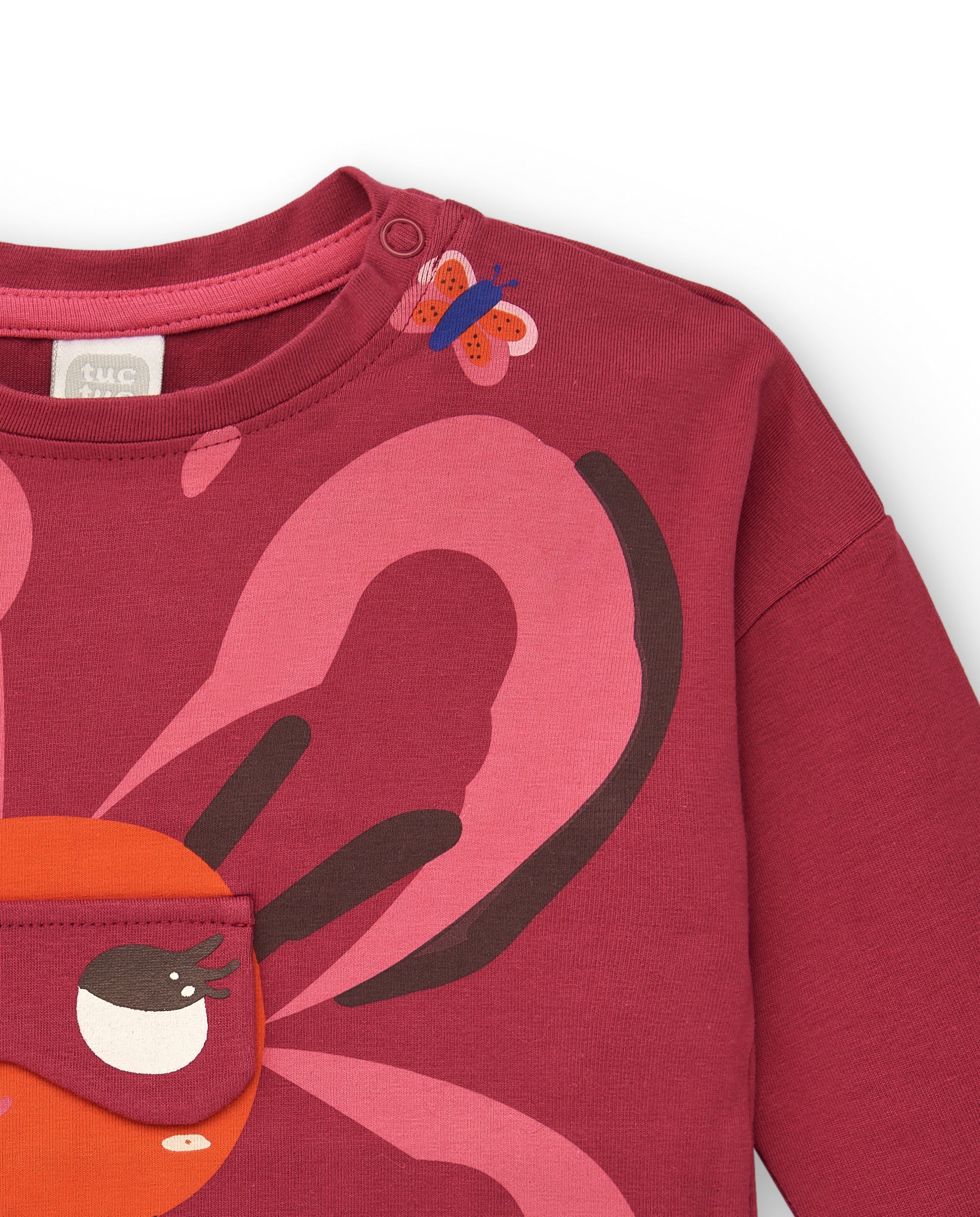 Camiseta para niña en rojo con estampado de superhéroe