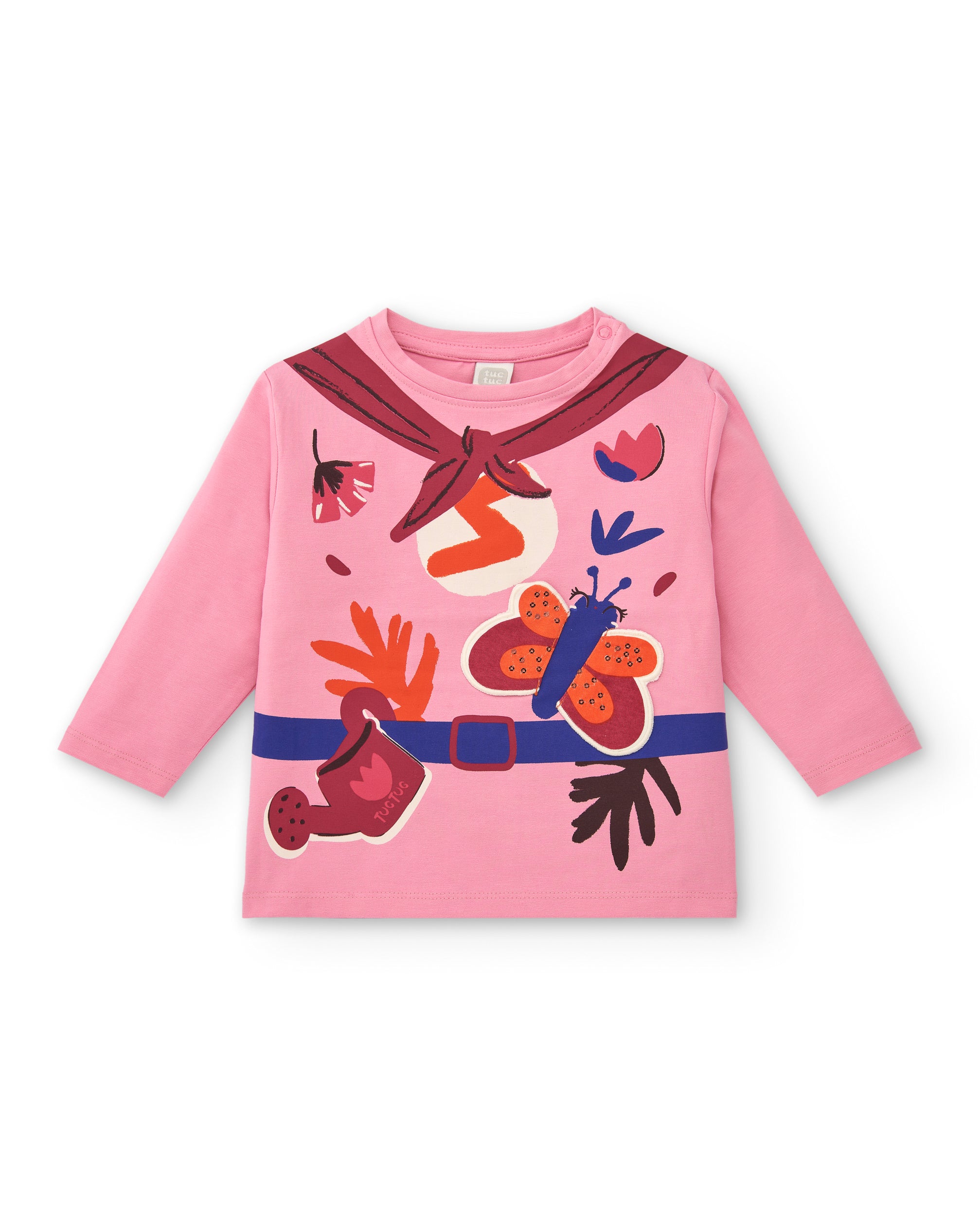 Camiseta para niña en rosa con estampado de superhéroe