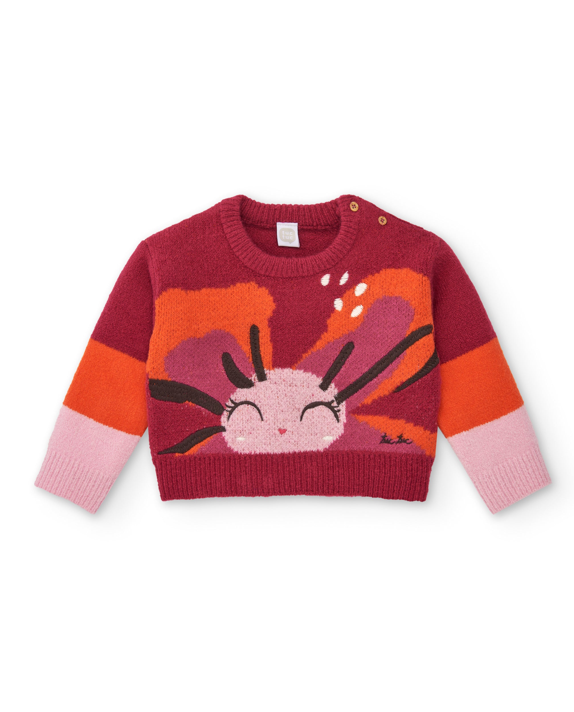 Suéter de niña en rojo con diseño de cara sonriente colección