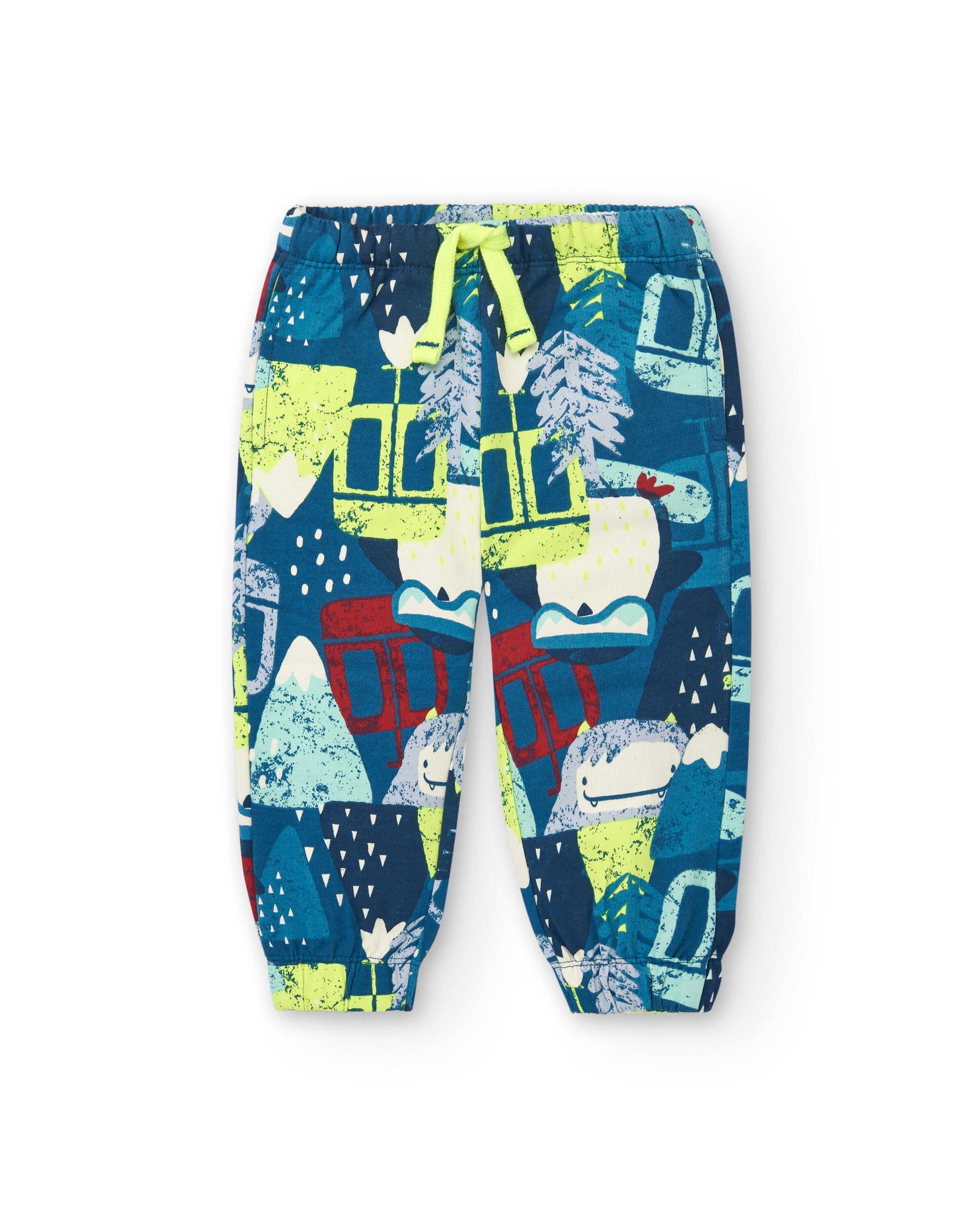 Pantalón estampado de montaña y animales para niño de la