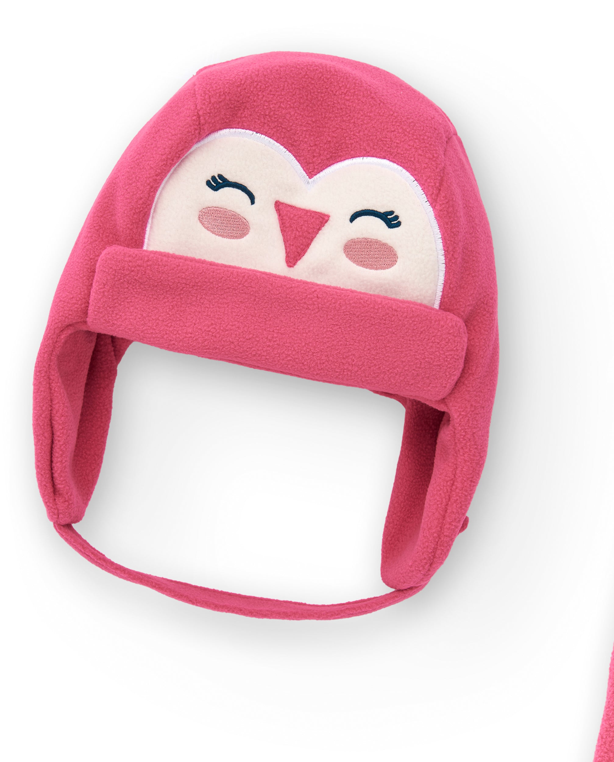 Set de gorro y bufanda rosa con diseño de pajarito para niña de