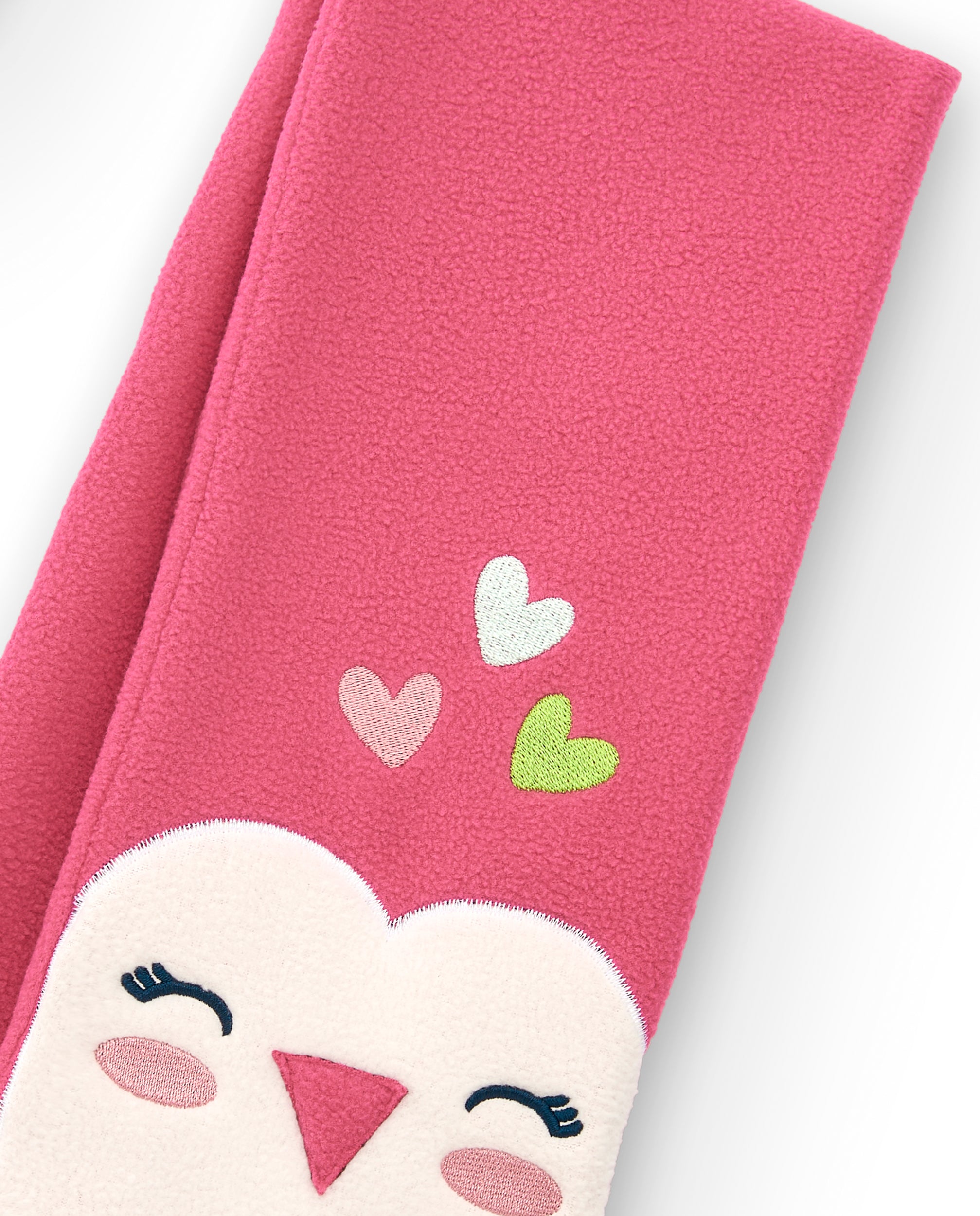 Set de gorro y bufanda rosa con diseño de pajarito para niña de