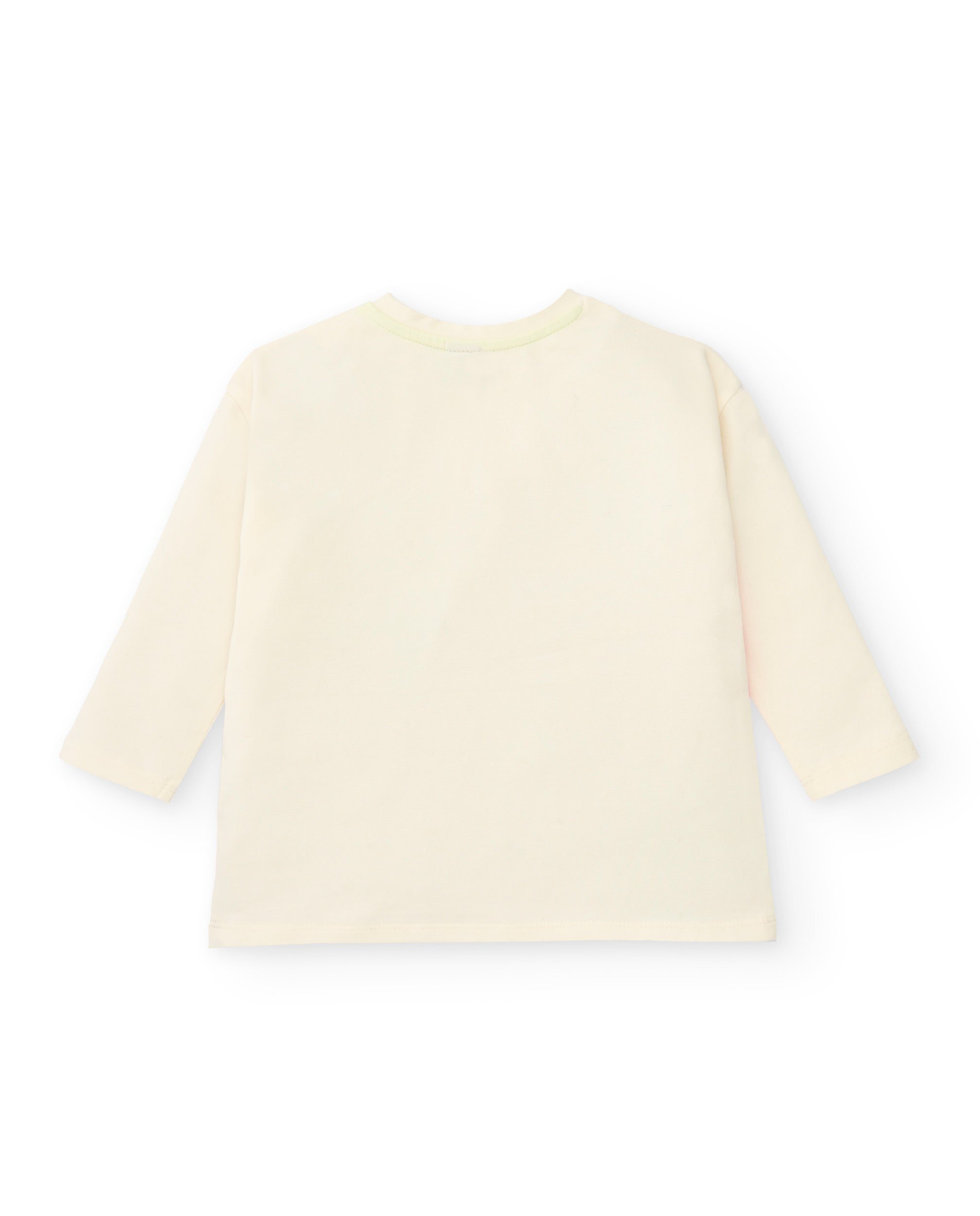 Camiseta de manga larga color crema con estampado de montaña y