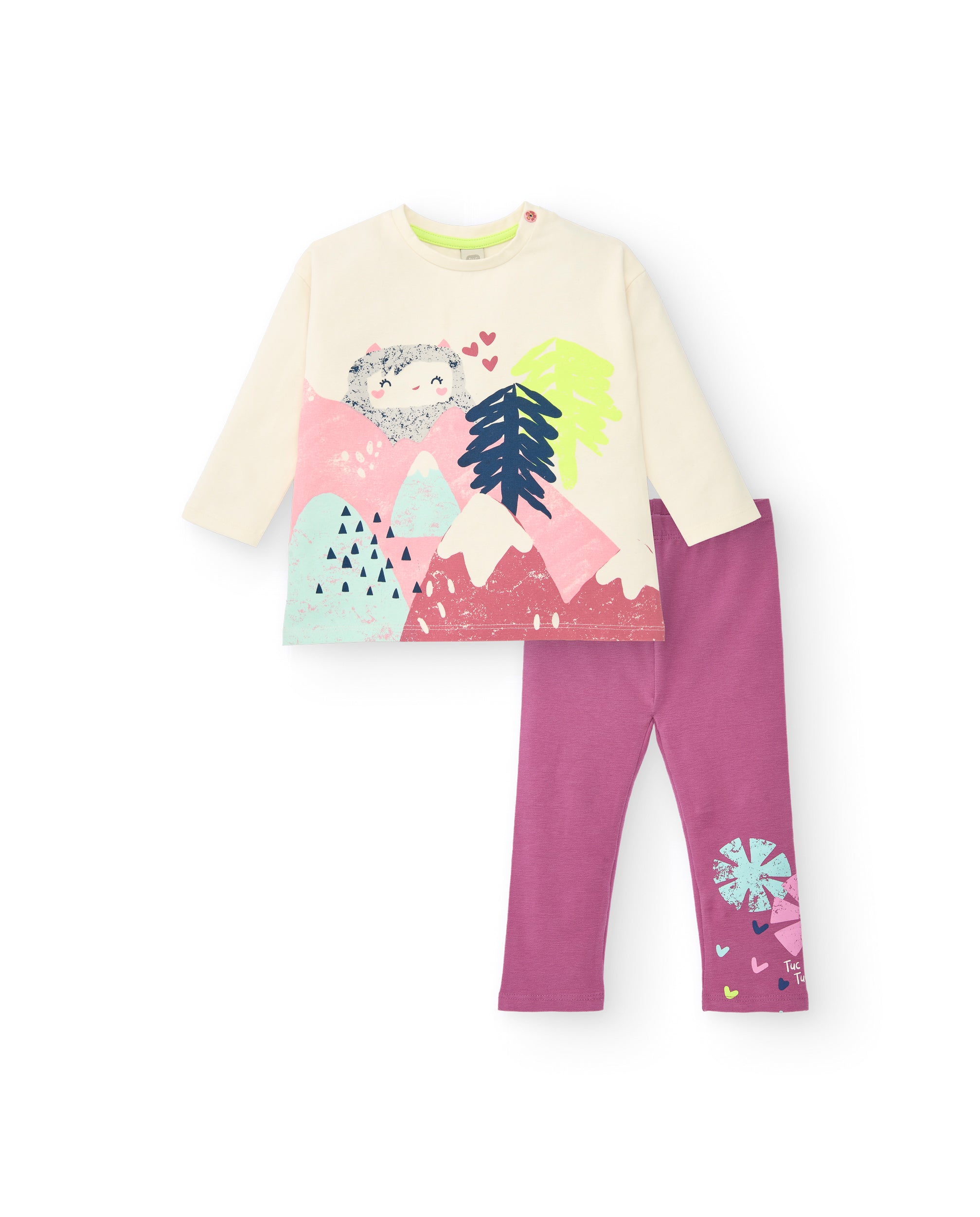 Conjunto de camiseta estampada y leggings para niña de la